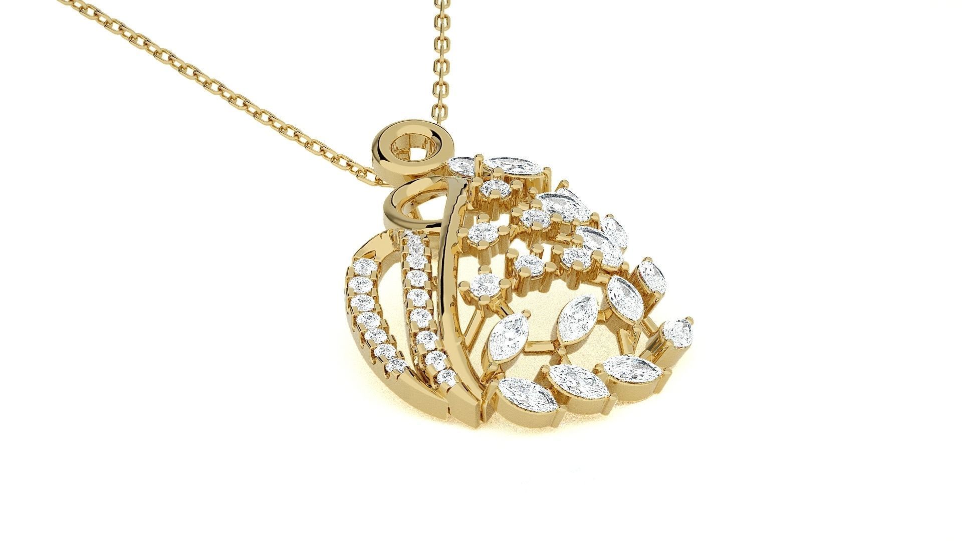 Leaves High Jewelry Pendant Earrings Set 3dm stl obj mtl gltf  3D print model_21