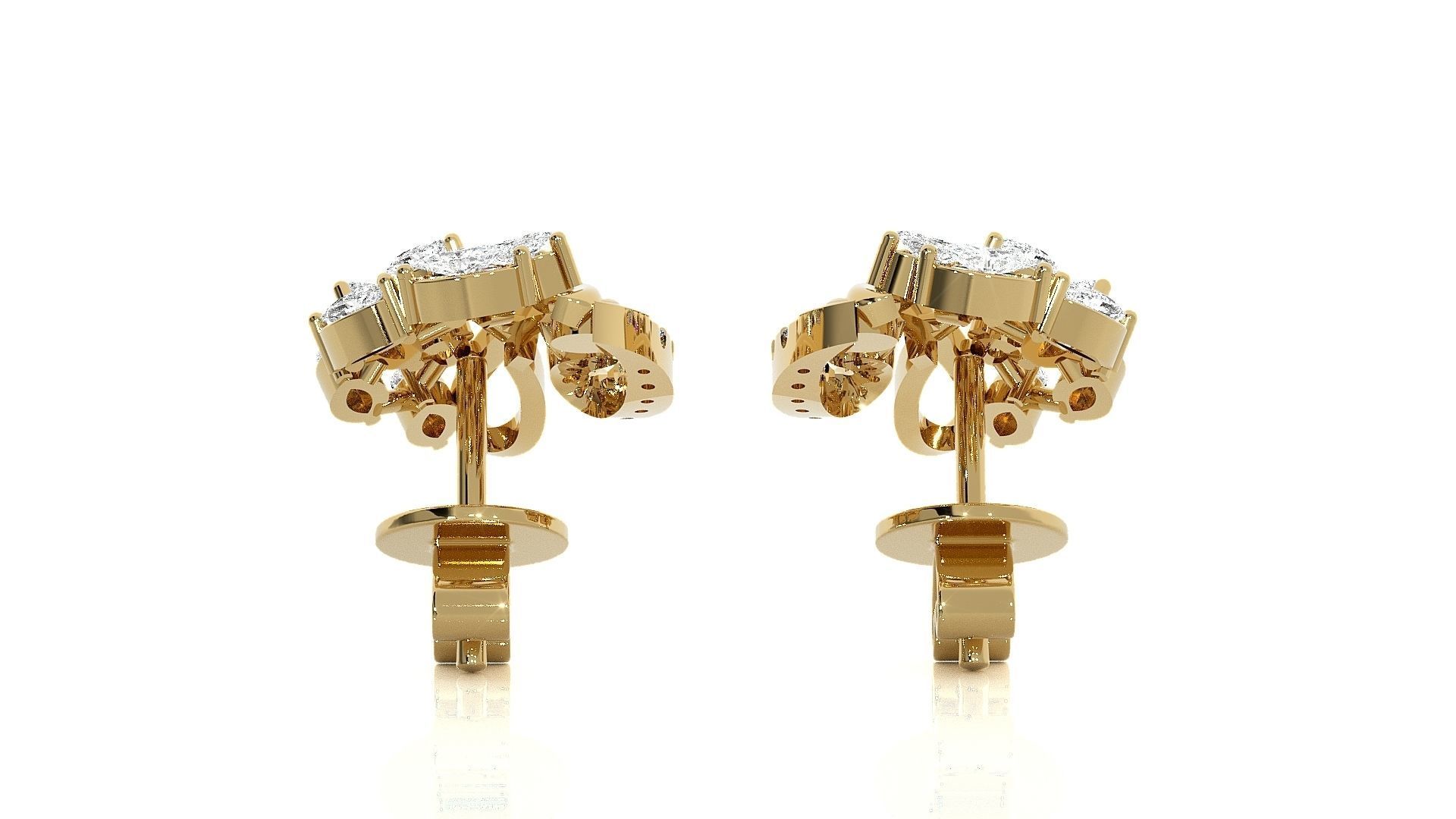 Leaves High Jewelry Pendant Earrings Set 3dm stl obj mtl gltf  3D print model_20