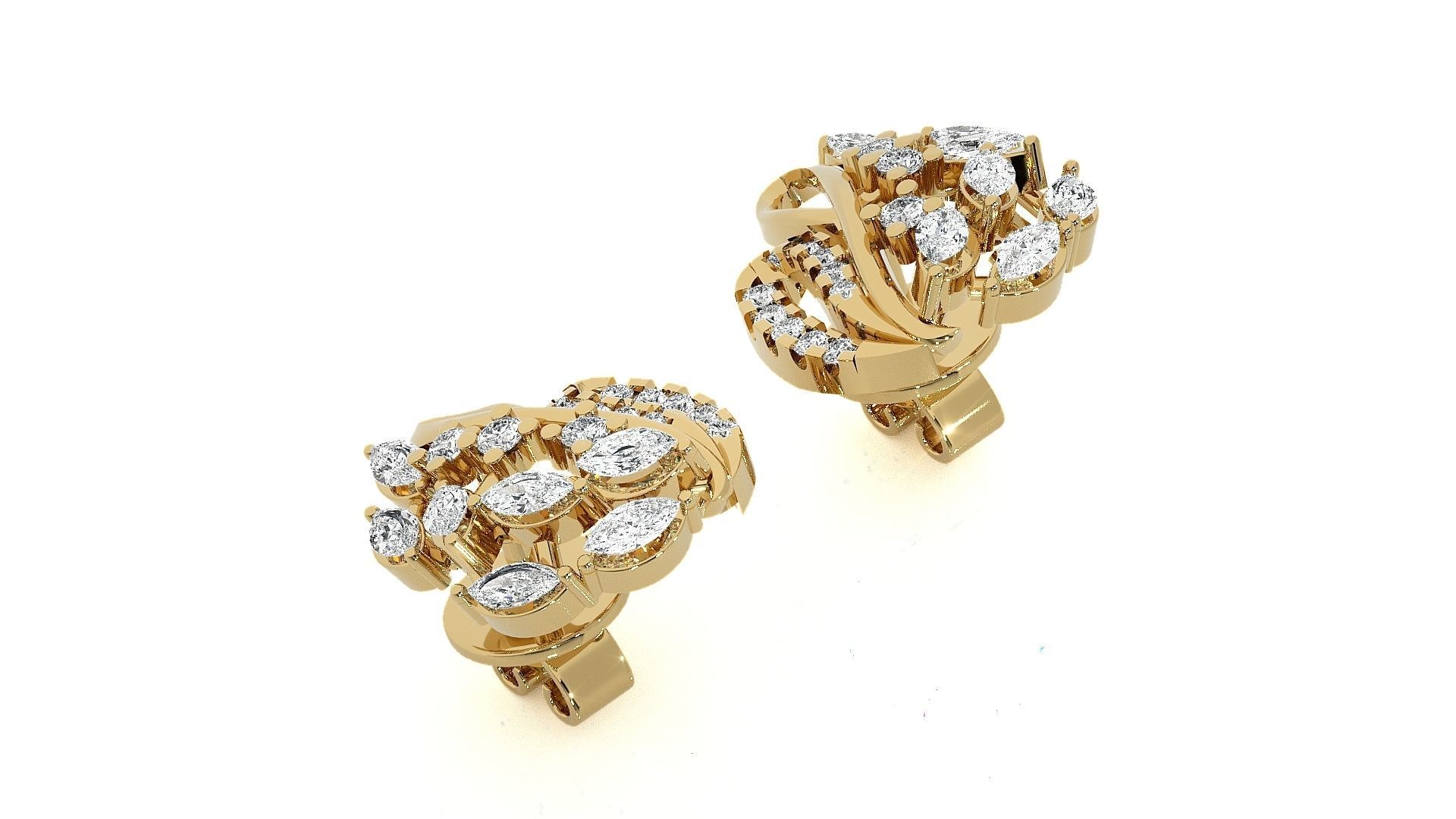 Leaves High Jewelry Pendant Earrings Set 3dm stl obj mtl gltf  3D print model_19