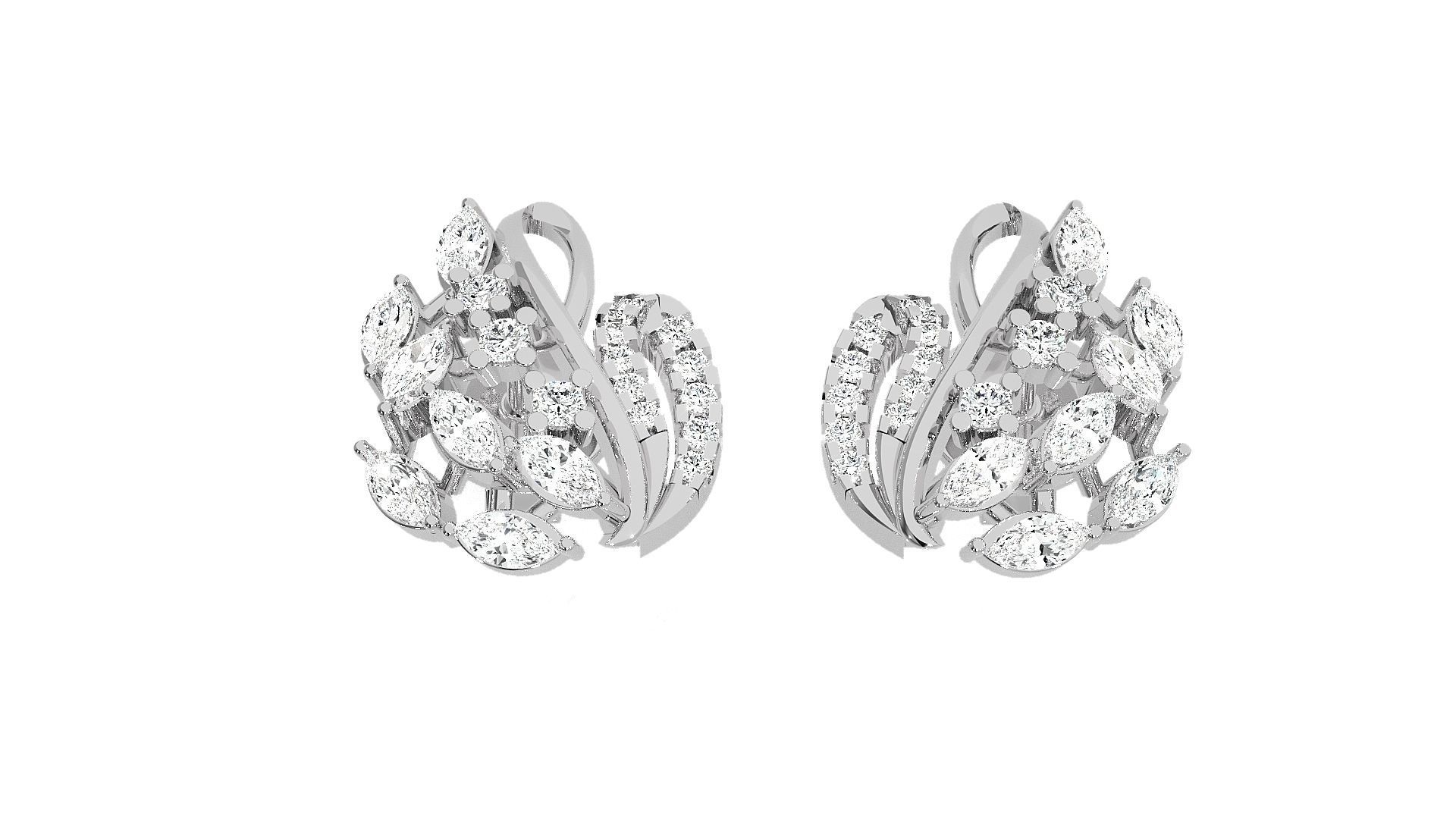 Leaves High Jewelry Pendant Earrings Set 3dm stl obj mtl gltf  3D print model_10