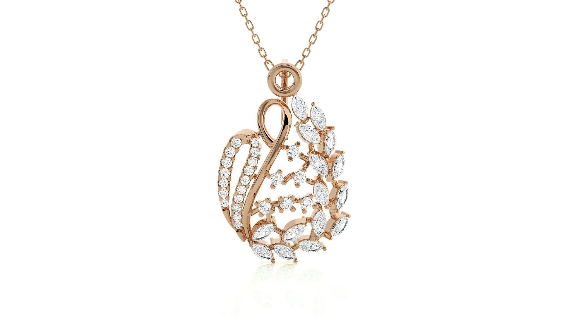 Leaves High Jewelry Pendant Earrings Set 3dm stl obj mtl gltf  3D print model_1