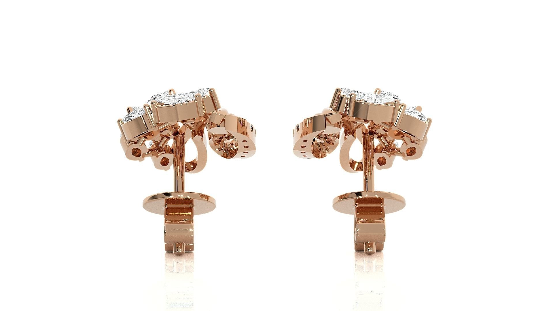 Leaves High Jewelry Pendant Earrings Set 3dm stl obj mtl gltf  3D print model_6