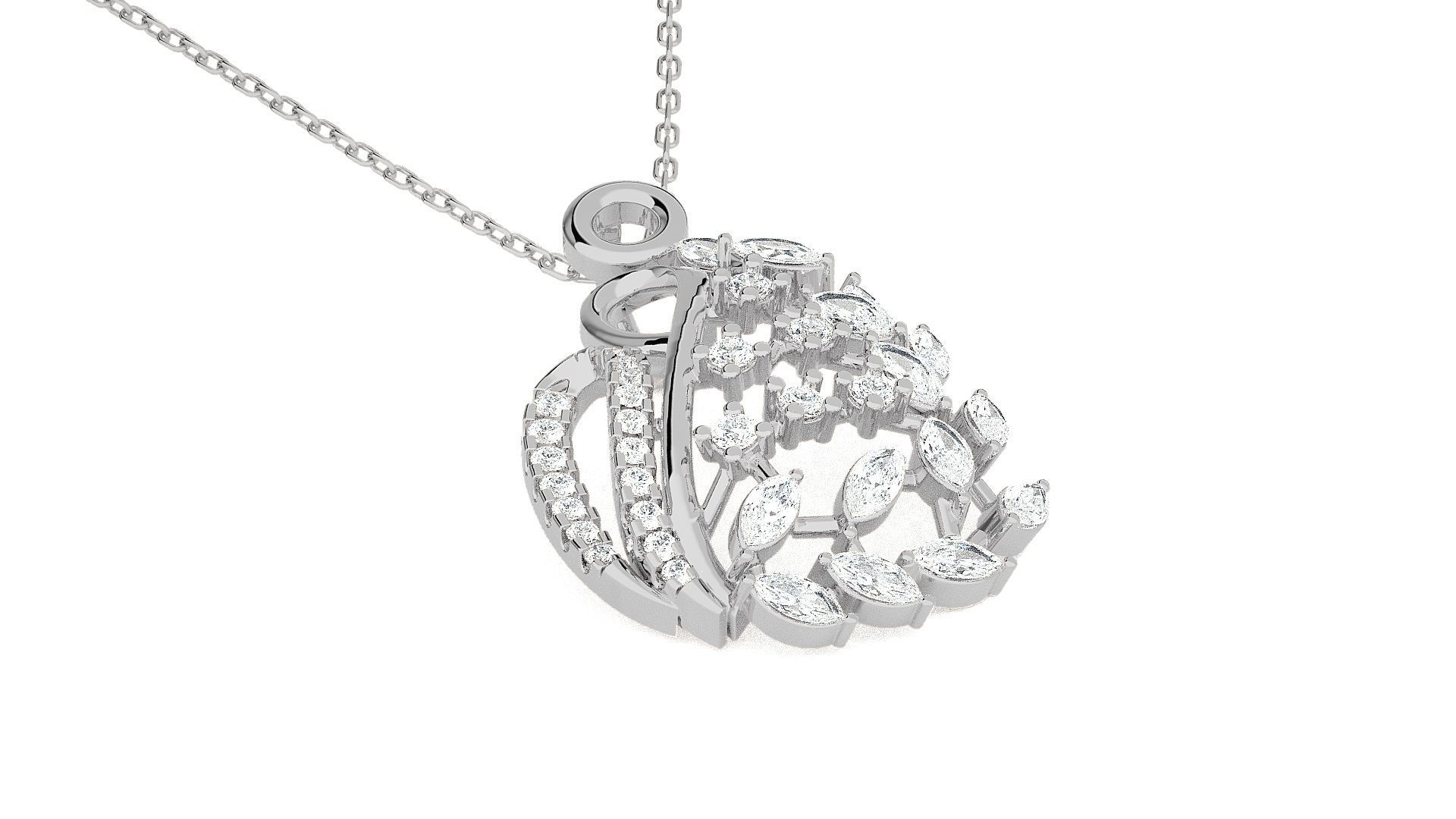 Leaves High Jewelry Pendant Earrings Set 3dm stl obj mtl gltf  3D print model_14