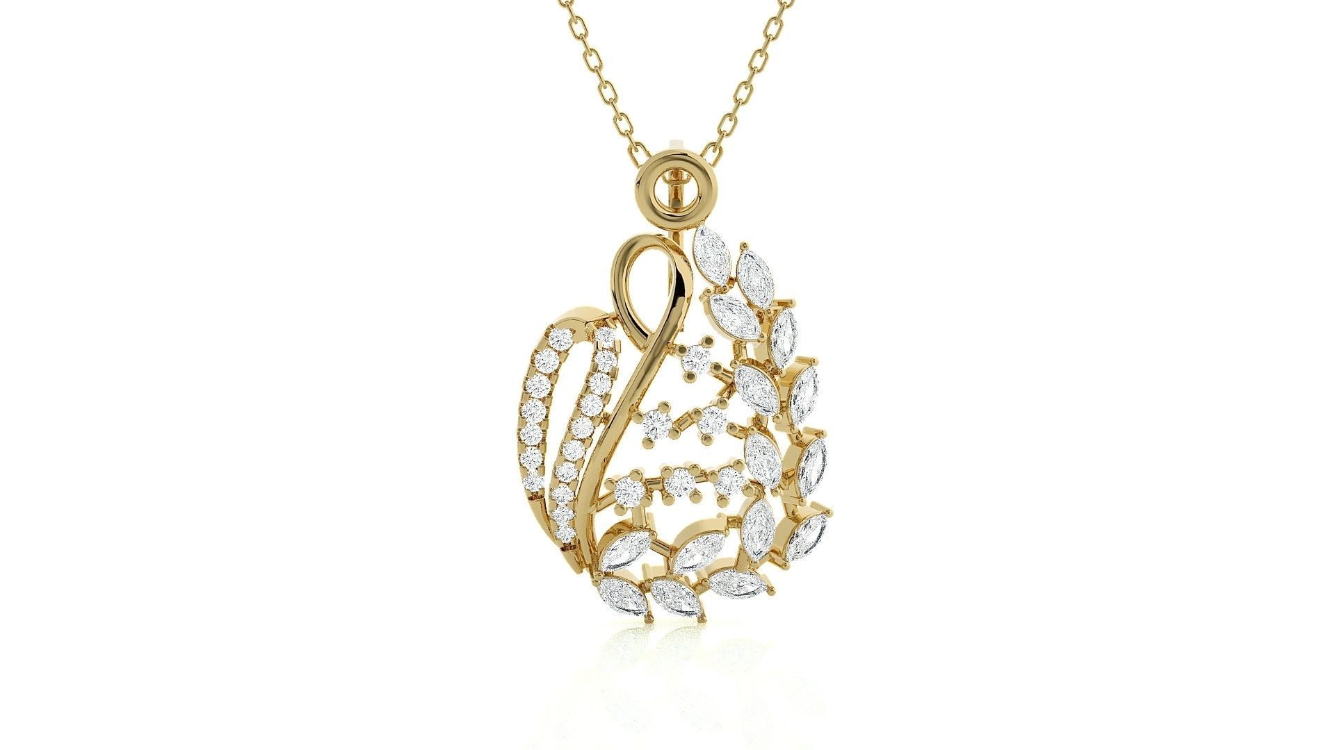 Leaves High Jewelry Pendant Earrings Set 3dm stl obj mtl gltf  3D print model_16