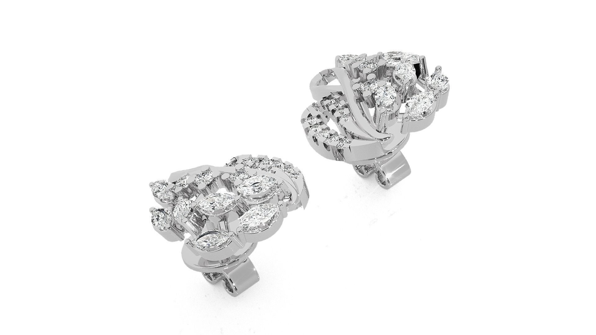 Leaves High Jewelry Pendant Earrings Set 3dm stl obj mtl gltf  3D print model_11