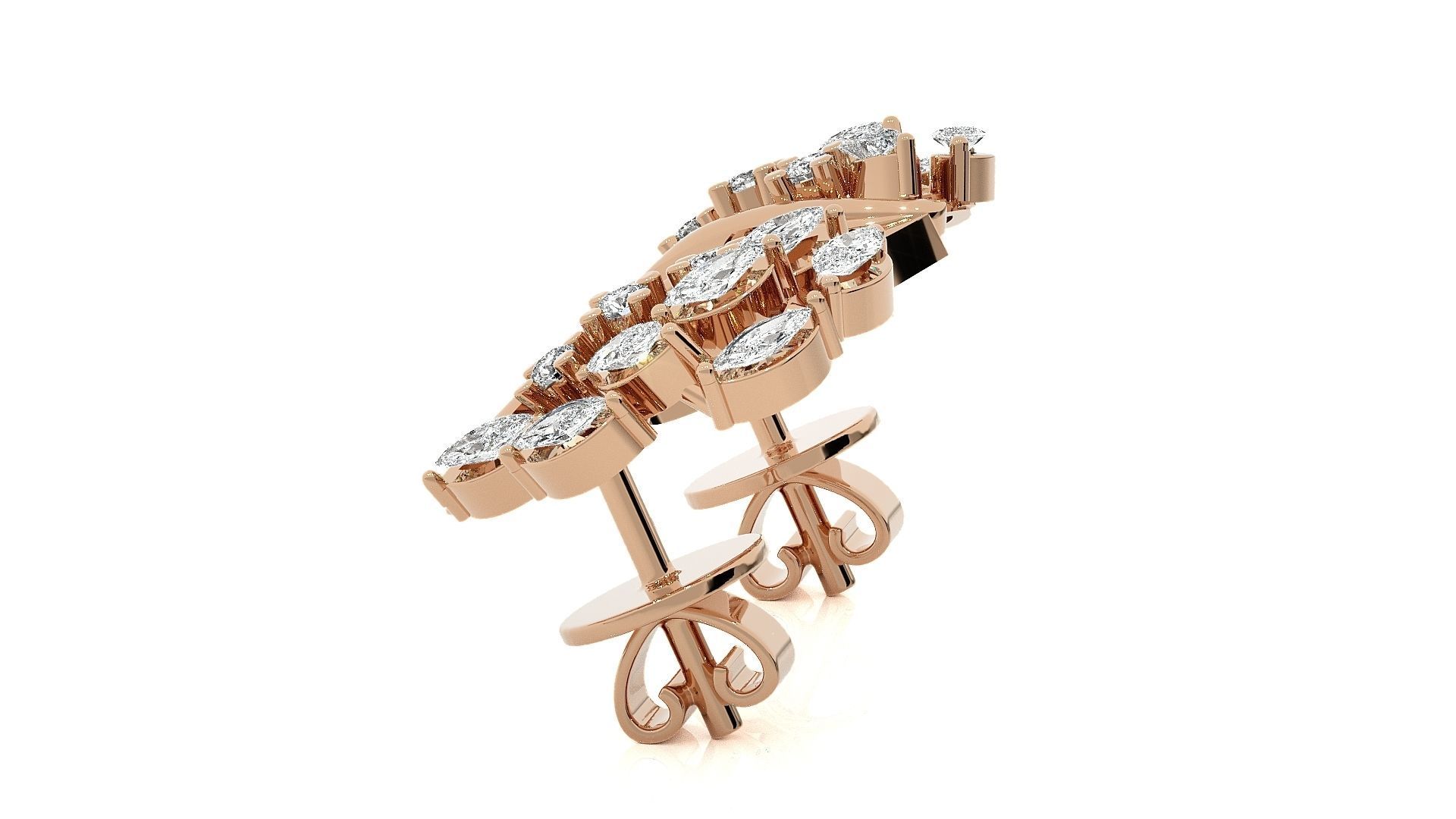 Leaves High Jewelry Pendant Earrings Set 3dm stl obj mtl gltf  3D print model_8