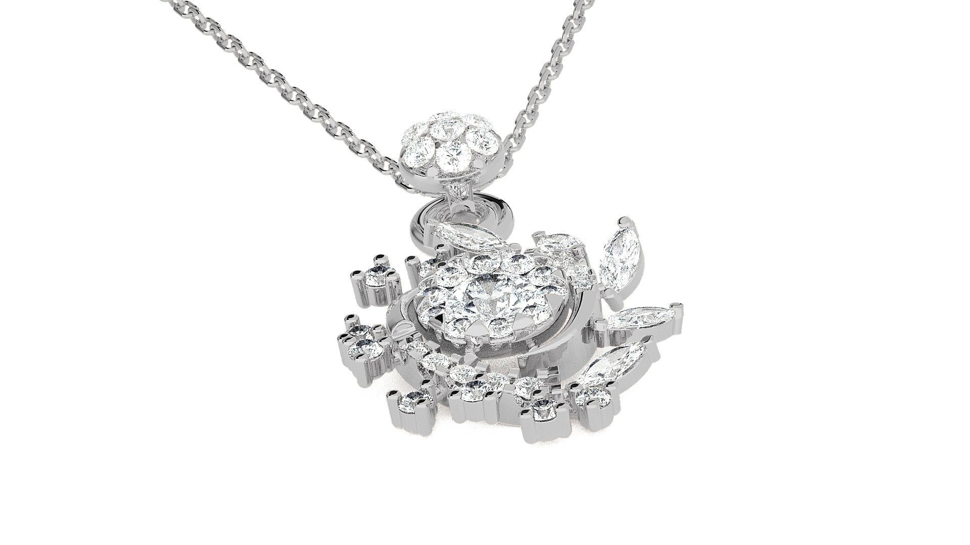 Solitaire Flower High Jewelry Pendant Earrings Set 3dm stl obj 3D print model_15