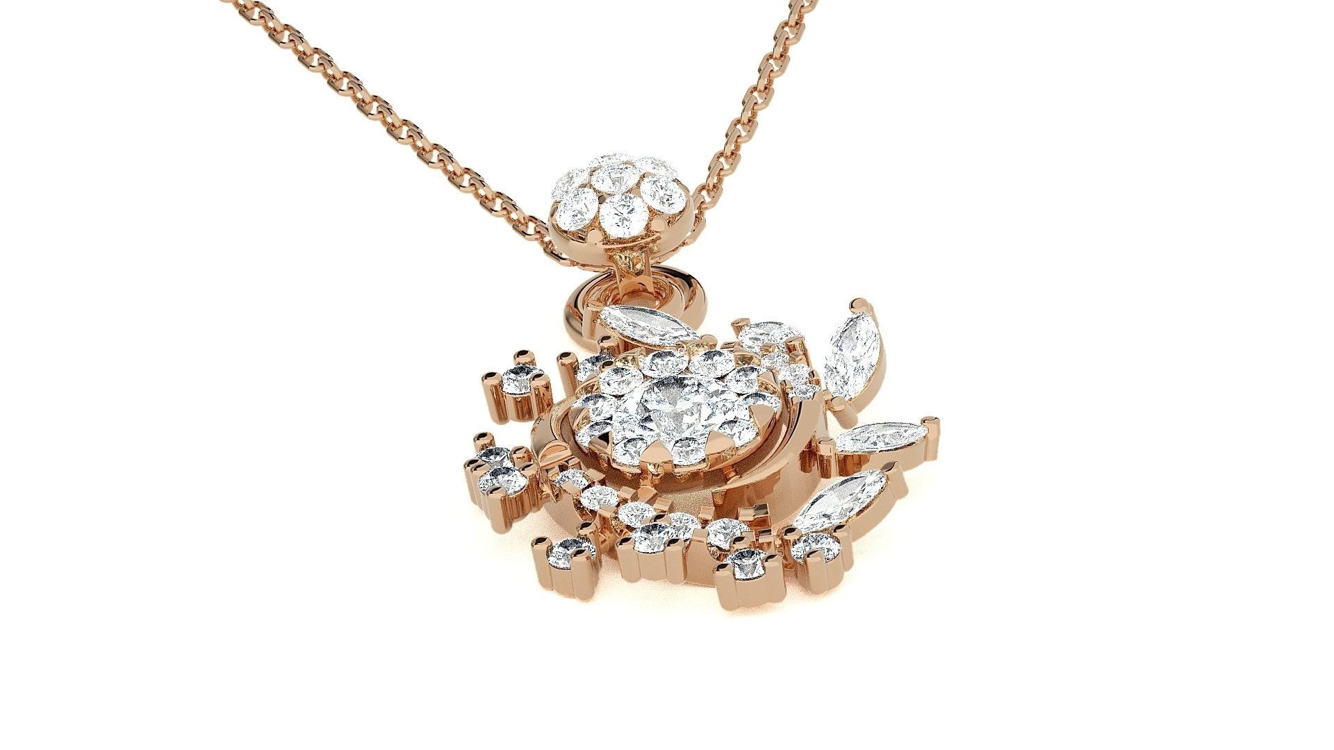 Solitaire Flower High Jewelry Pendant Earrings Set 3dm stl obj 3D print model_7