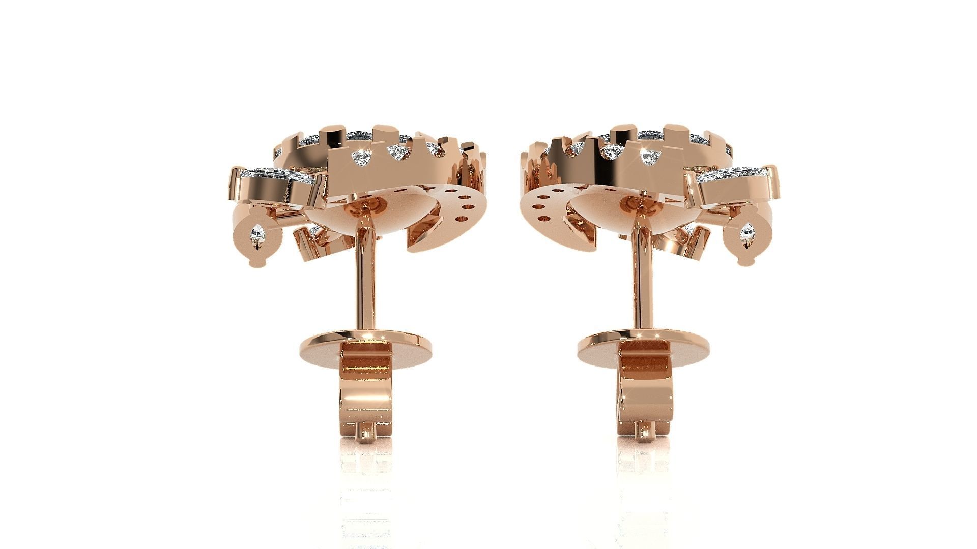 Solitaire Flower High Jewelry Pendant Earrings Set 3dm stl obj 3D print model_6