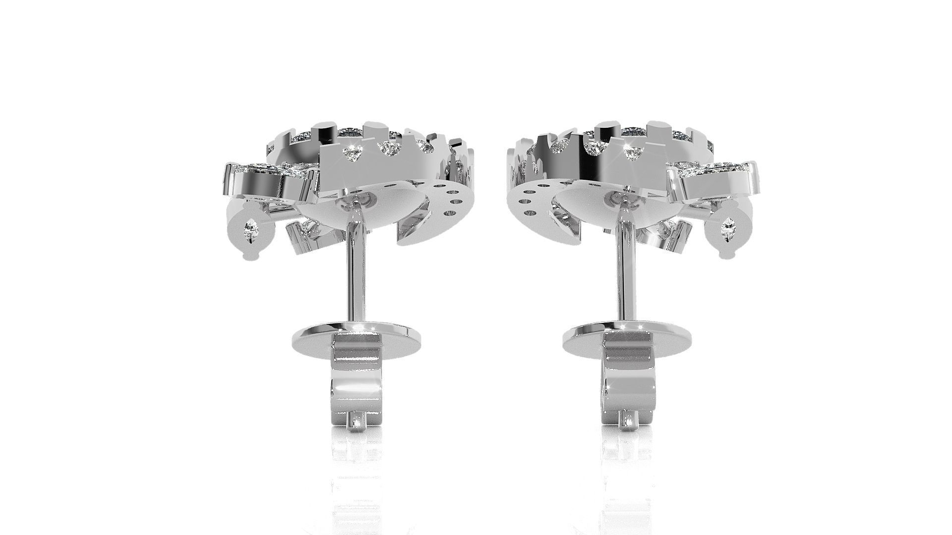 Solitaire Flower High Jewelry Pendant Earrings Set 3dm stl obj 3D print model_13