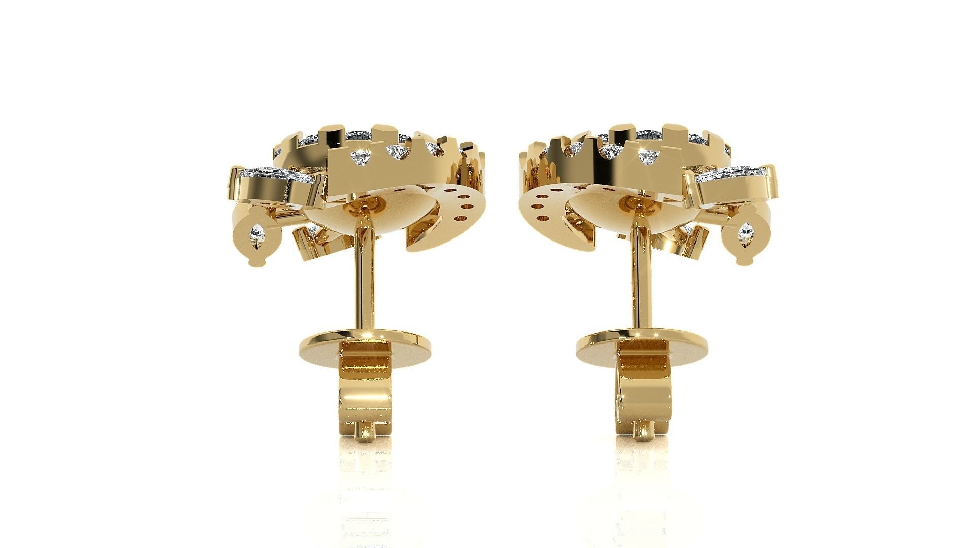 Solitaire Flower High Jewelry Pendant Earrings Set 3dm stl obj 3D print model_20