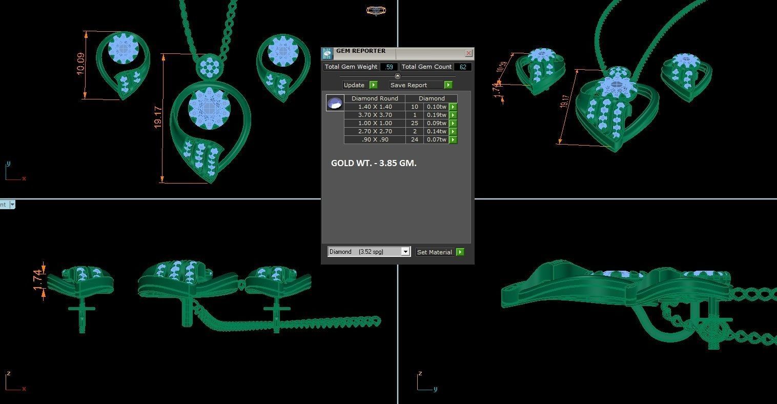 High Jewelry Pendant Earrings Set 3dm stl obj mtl gltf glb 3D print model_4