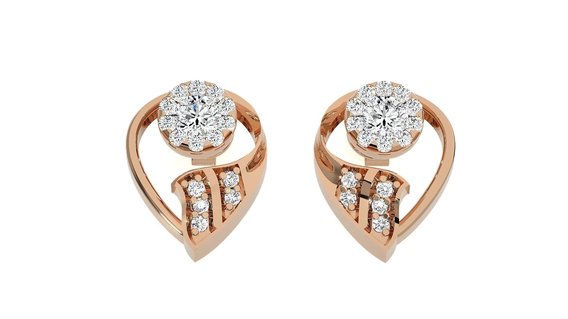 High Jewelry Pendant Earrings Set 3dm stl obj mtl gltf glb 3D print model_2