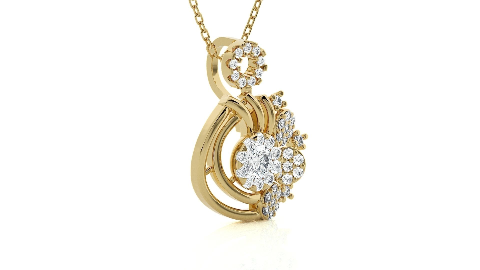 Solitaire Light wt Pendant Earrings Set 3dm stl obj mtl gltf 3D print model_18