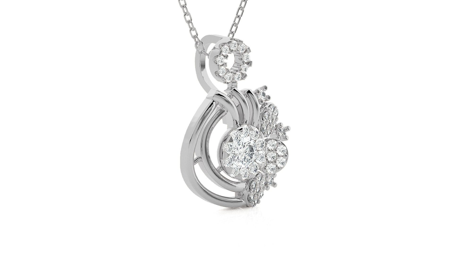 Solitaire Light wt Pendant Earrings Set 3dm stl obj mtl gltf 3D print model_11