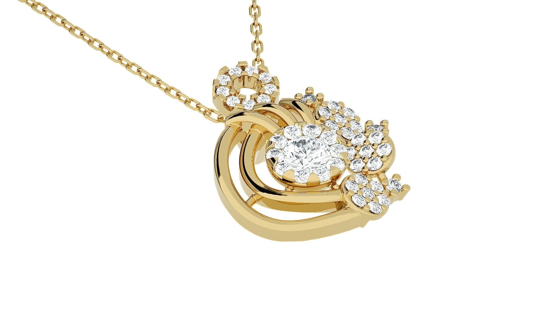 Solitaire Light wt Pendant Earrings Set 3dm stl obj mtl gltf 3D print model_22