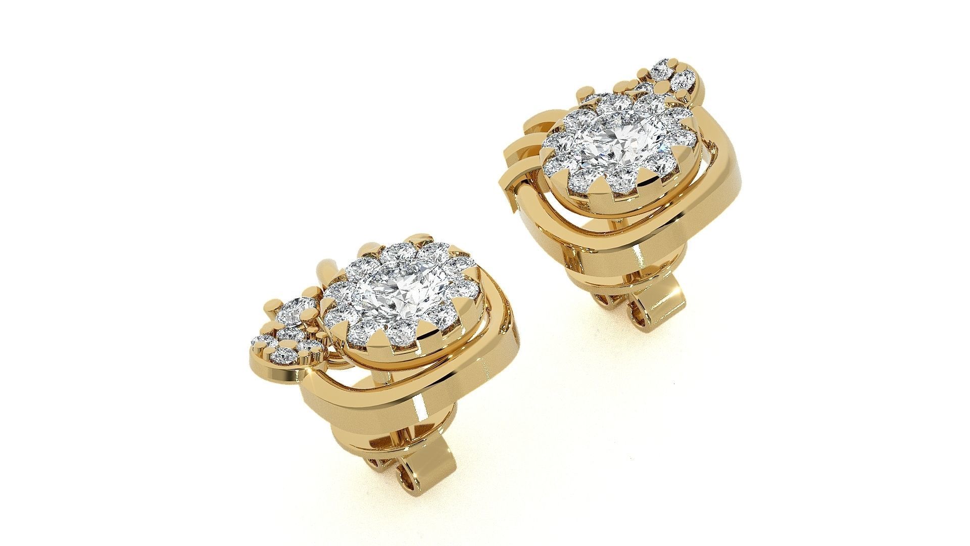 Solitaire Light wt Pendant Earrings Set 3dm stl obj mtl gltf 3D print model_19