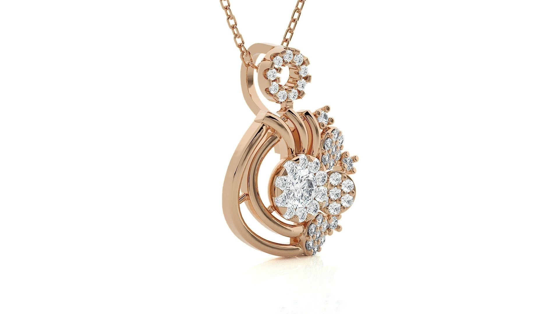 Solitaire Light wt Pendant Earrings Set 3dm stl obj mtl gltf 3D print model_3