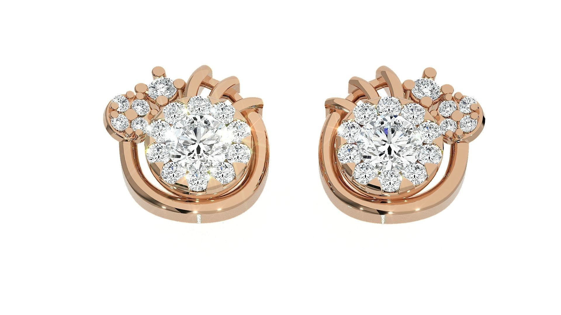 Solitaire Light wt Pendant Earrings Set 3dm stl obj mtl gltf 3D print model_2