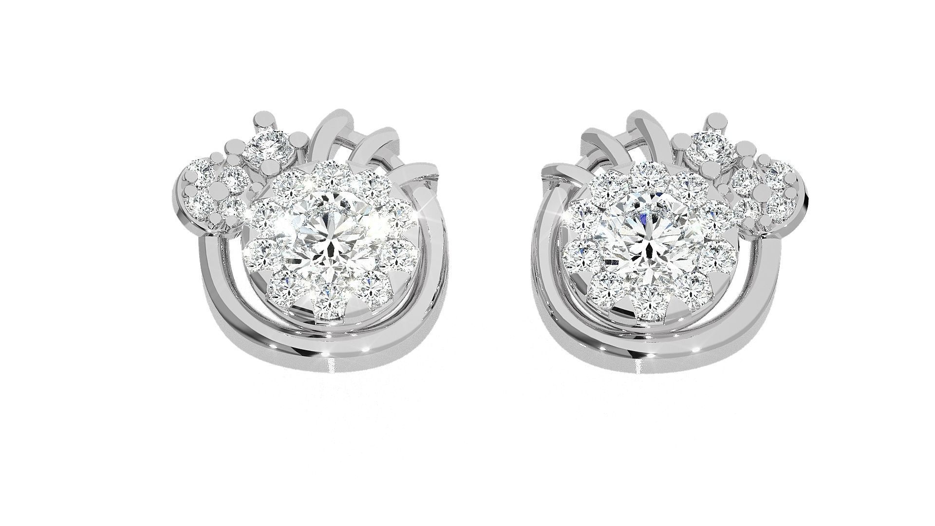 Solitaire Light wt Pendant Earrings Set 3dm stl obj mtl gltf 3D print model_10