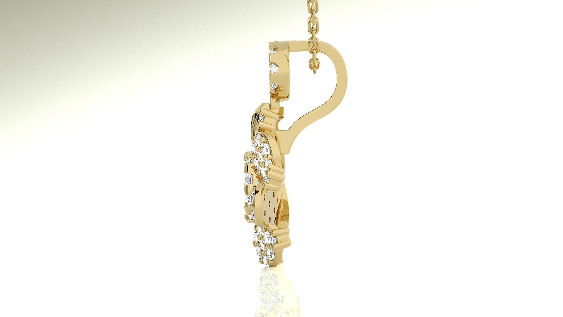 Solitaire Light wt Pendant Earrings Set 3dm stl obj mtl gltf 3D print model_20