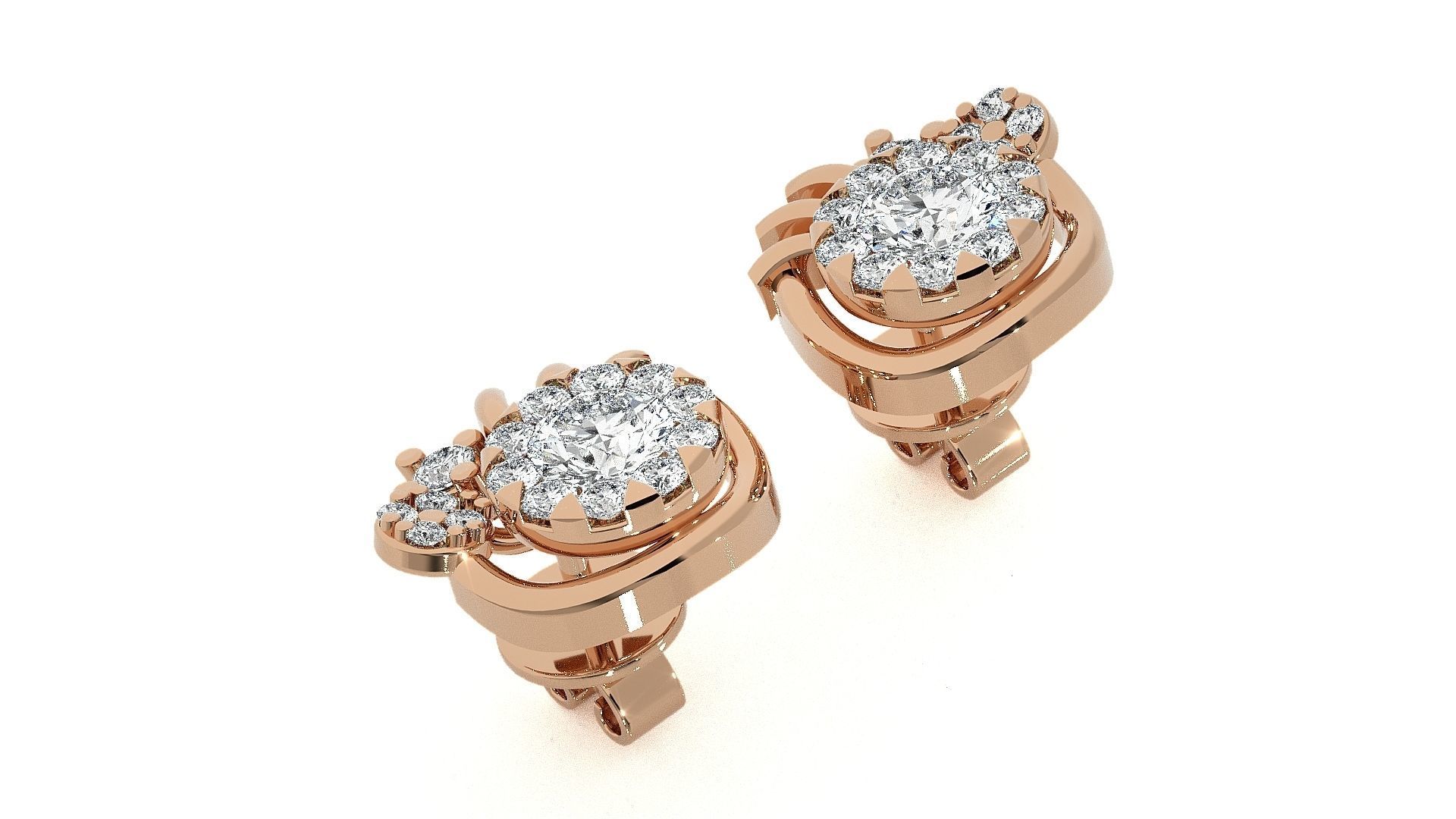 Solitaire Light wt Pendant Earrings Set 3dm stl obj mtl gltf 3D print model_4