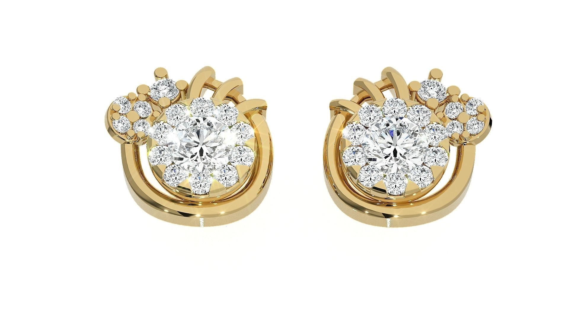 Solitaire Light wt Pendant Earrings Set 3dm stl obj mtl gltf 3D print model_17