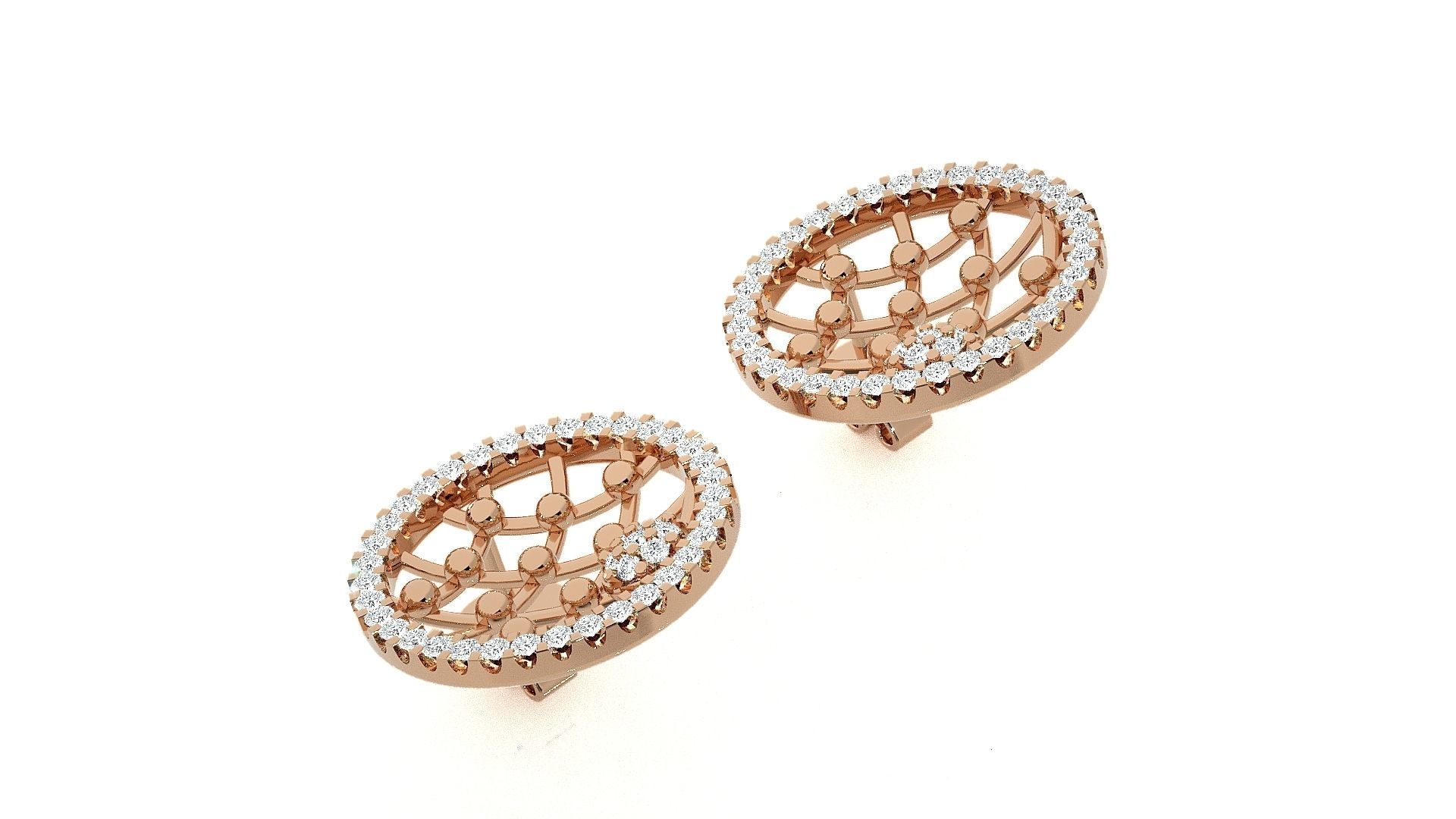 Wire Mesh Light wt Pendant Earrings Set 3dm stl obj mtl gltf glb 3D print model_5