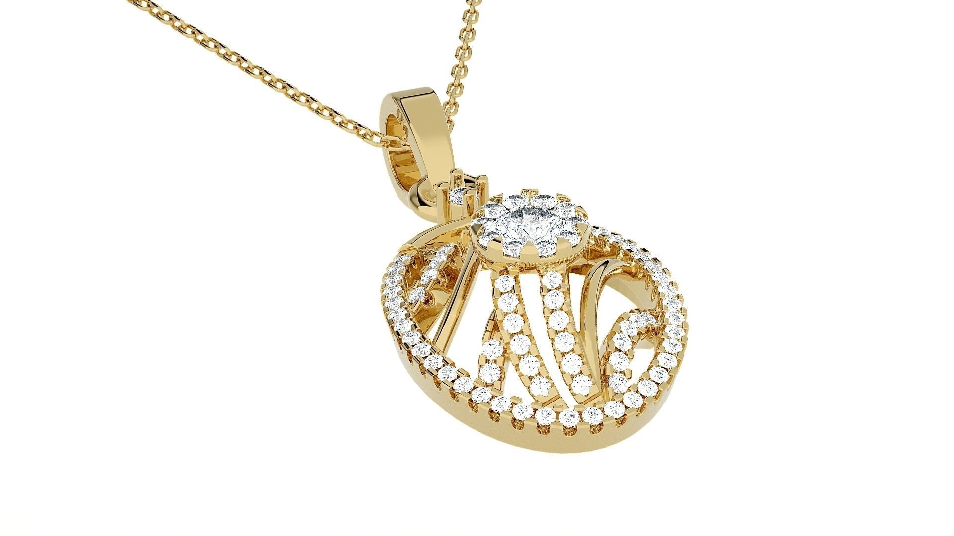 Solitaire Light wt Pendant Earrings Set 3dm stl obj mtl gltf 3D print model_22