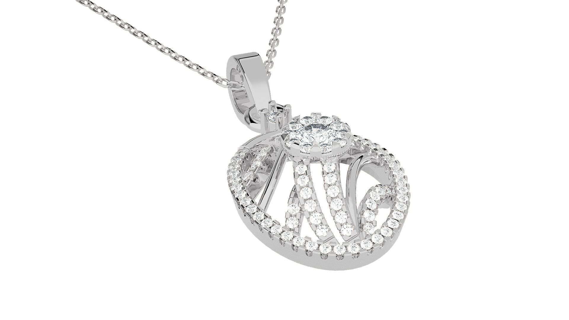 Solitaire Light wt Pendant Earrings Set 3dm stl obj mtl gltf 3D print model_14