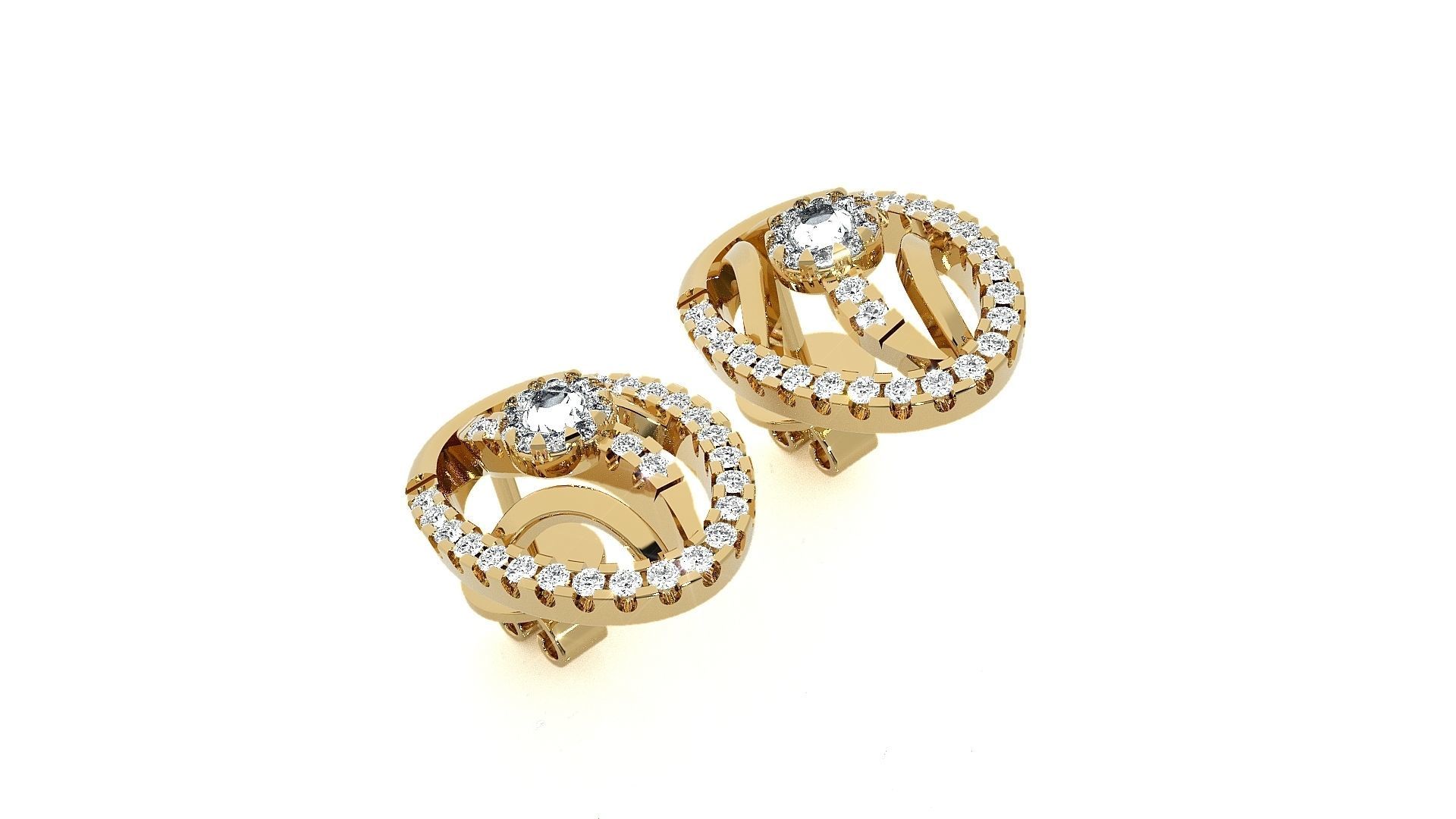 Solitaire Light wt Pendant Earrings Set 3dm stl obj mtl gltf 3D print model_19