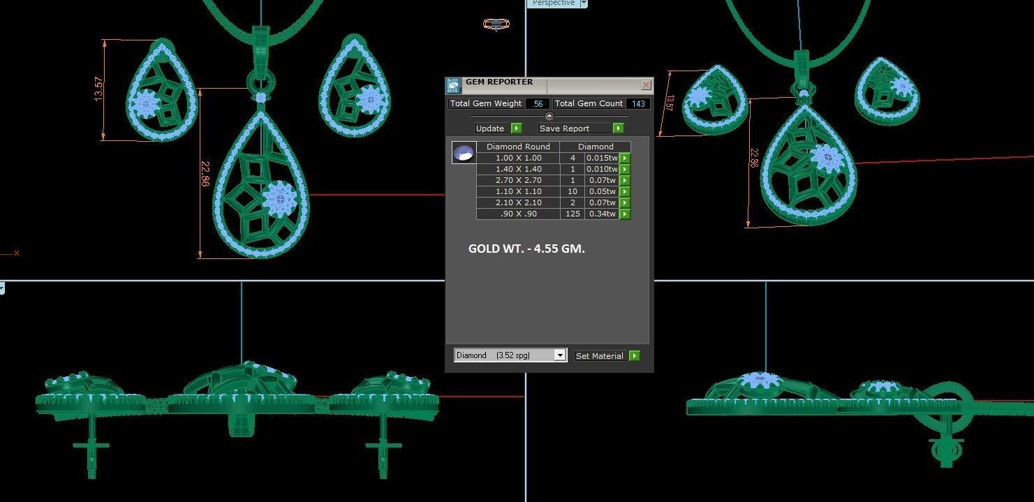 Mesh Wire Light wt Pendant Earrings Set 3dm stl obj mtl gltf  3D print model_5