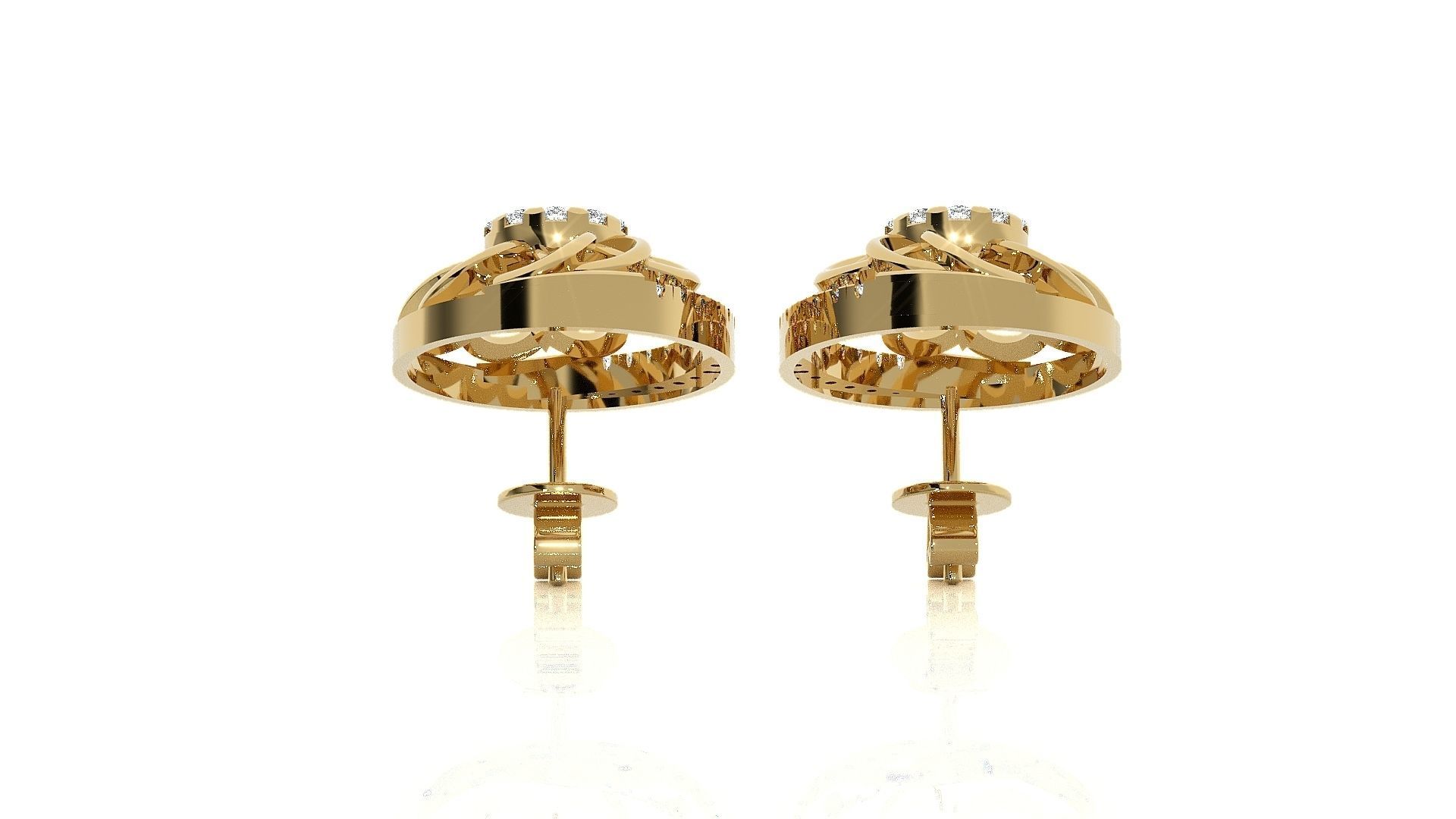 Flower Light wt Pendant Earrings Set 3dm stl obj mtl gltf glb 3D print model_20