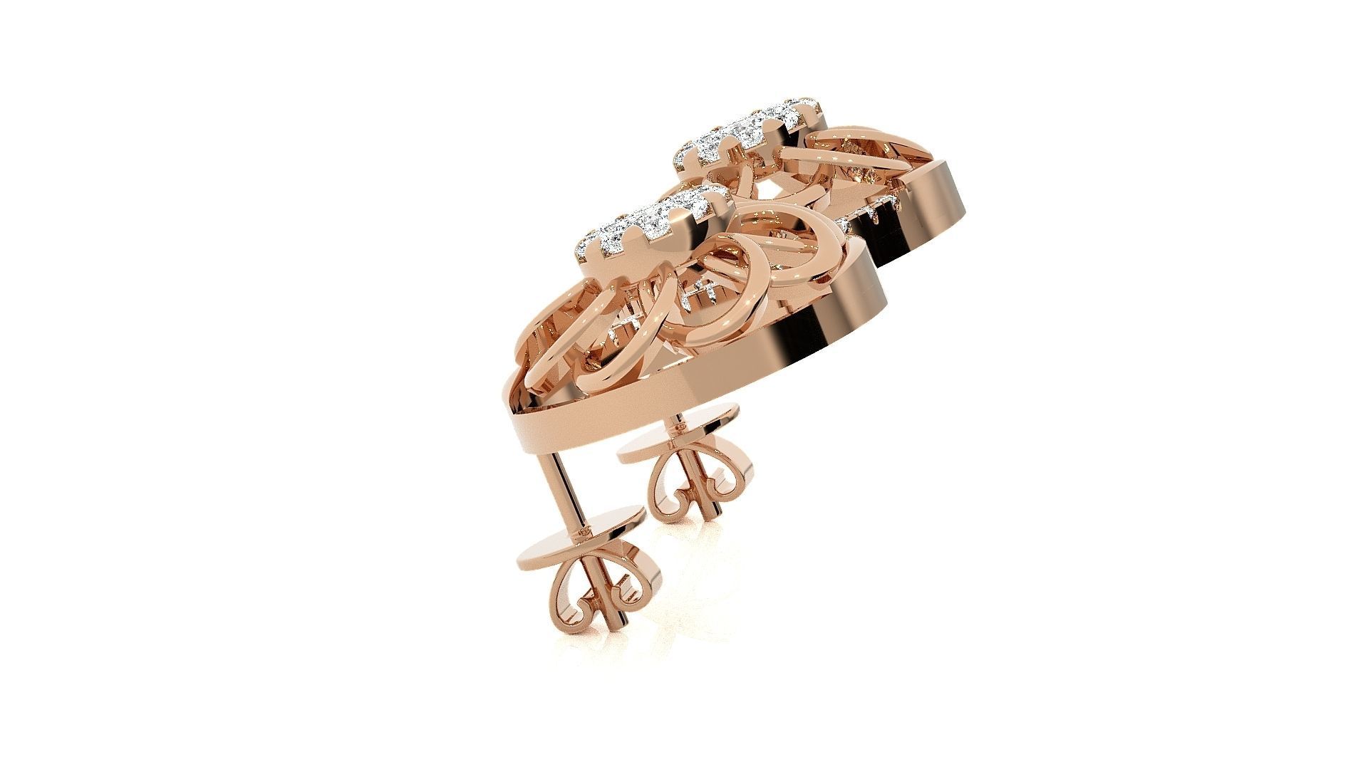 Flower Light wt Pendant Earrings Set 3dm stl obj mtl gltf glb 3D print model_8