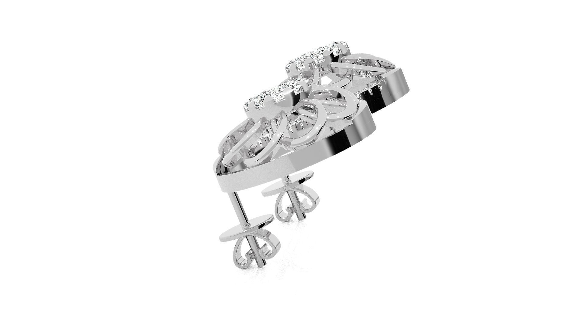 Flower Light wt Pendant Earrings Set 3dm stl obj mtl gltf glb 3D print model_15