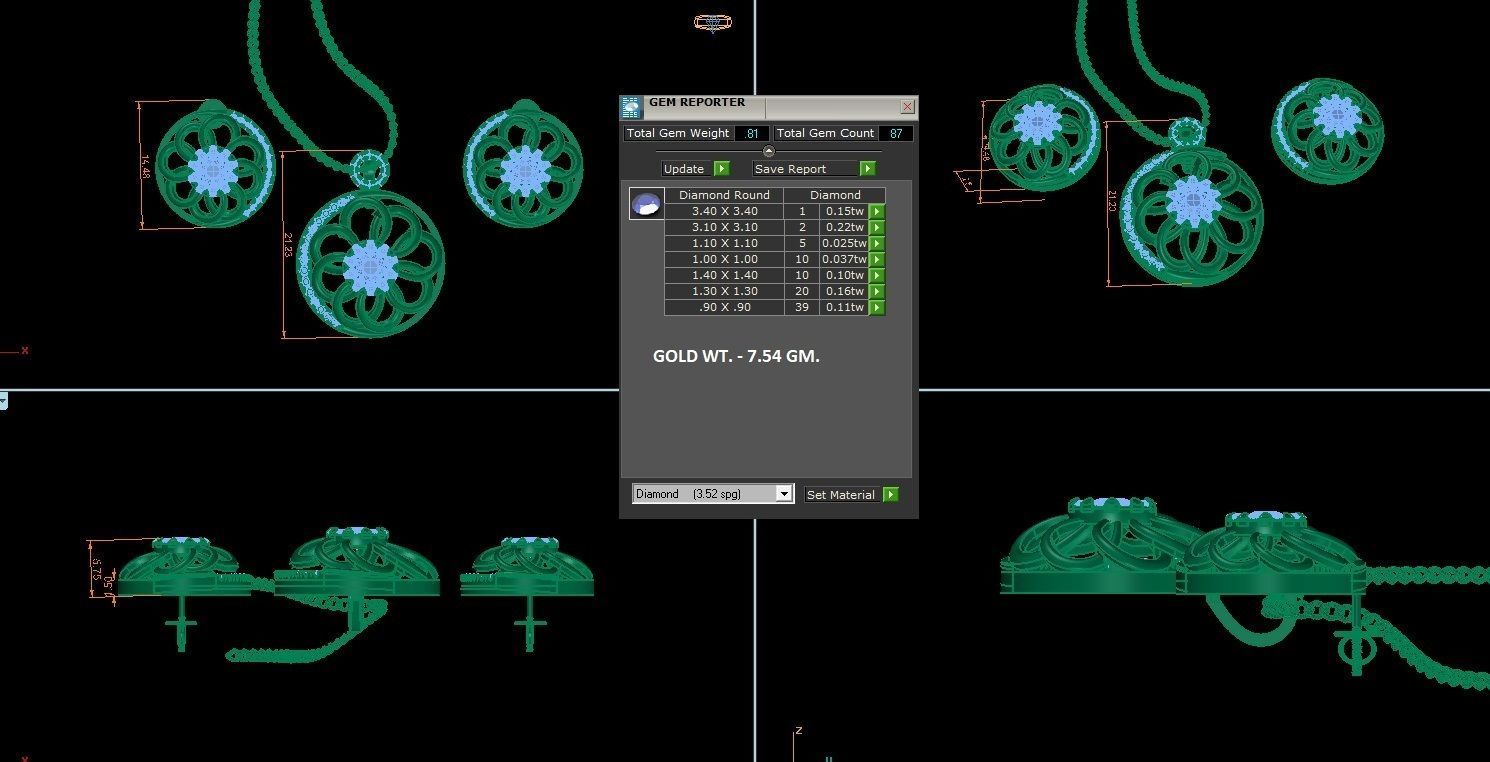 Flower Light wt Pendant Earrings Set 3dm stl obj mtl gltf glb 3D print model_4