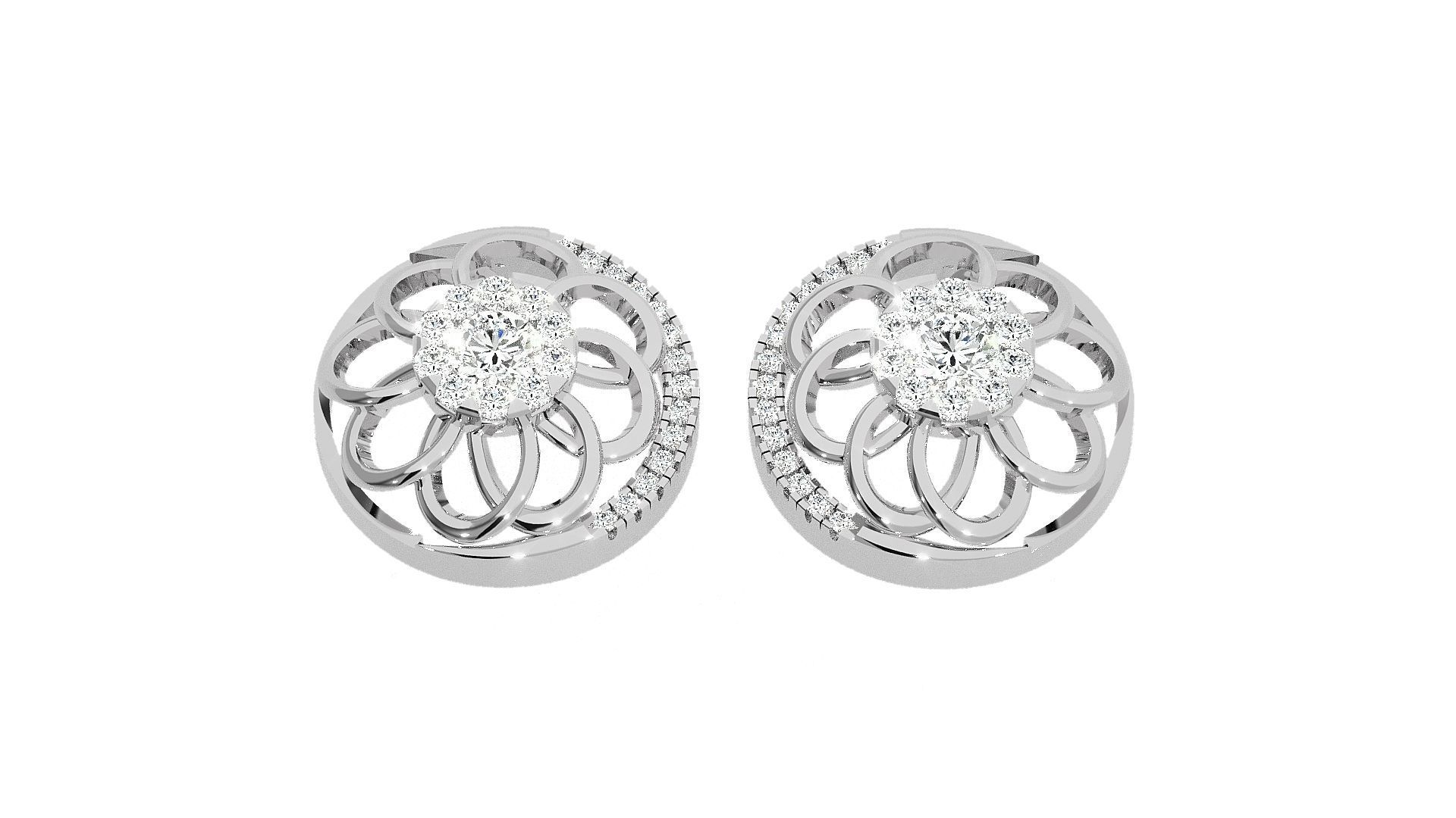 Flower Light wt Pendant Earrings Set 3dm stl obj mtl gltf glb 3D print model_10