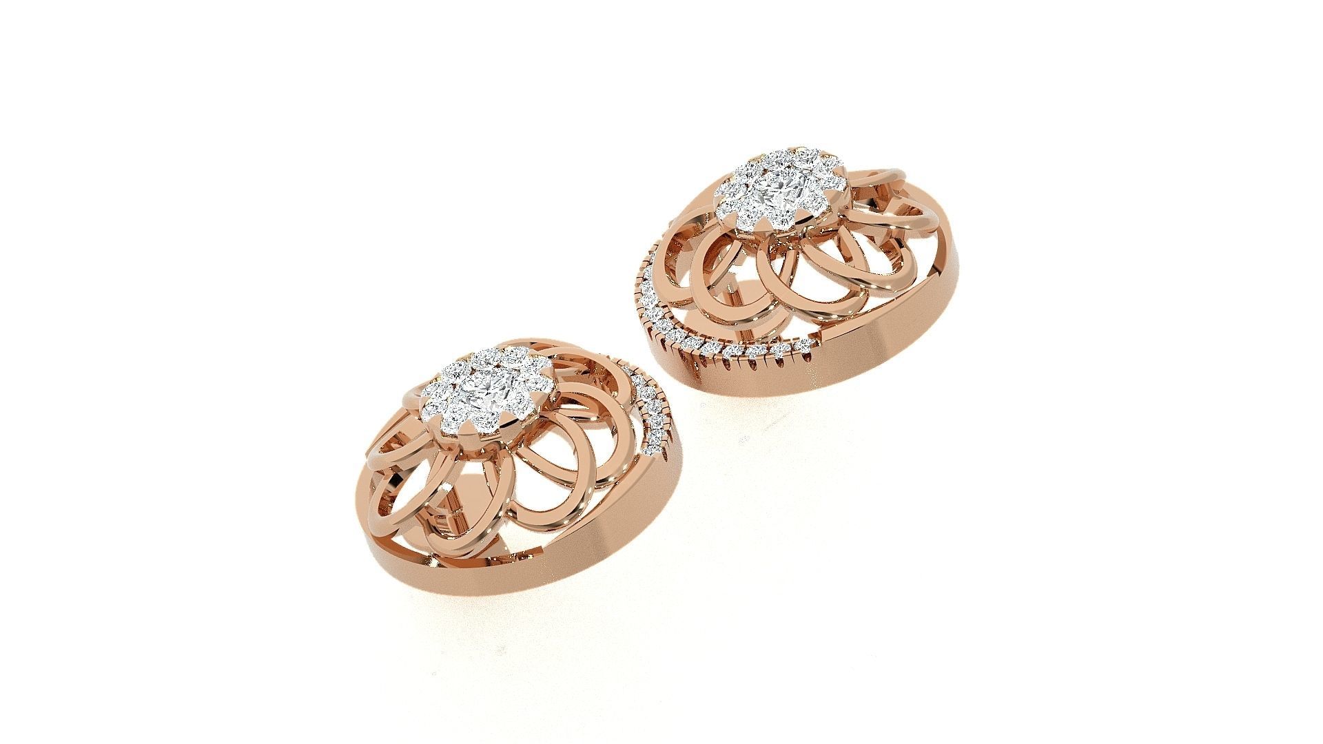 Flower Light wt Pendant Earrings Set 3dm stl obj mtl gltf glb 3D print model_5