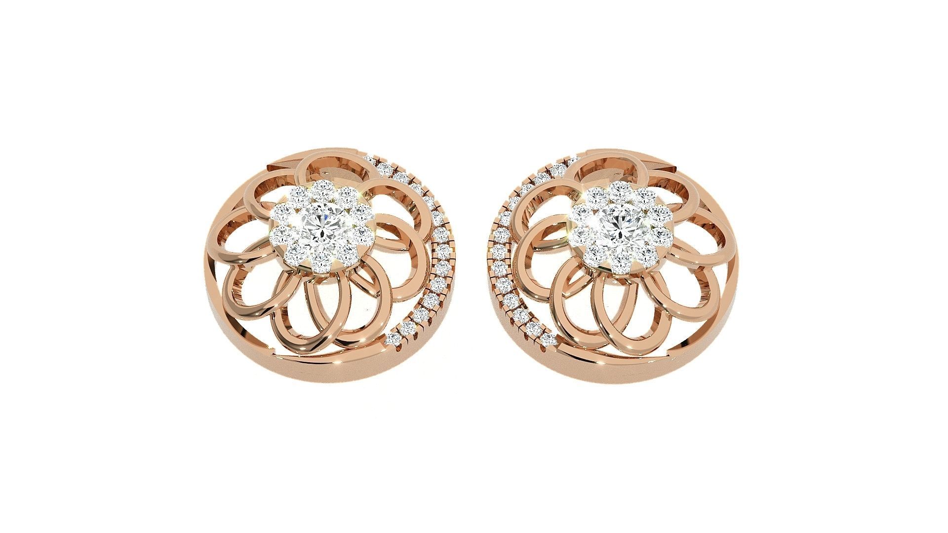 Flower Light wt Pendant Earrings Set 3dm stl obj mtl gltf glb 3D print model_2