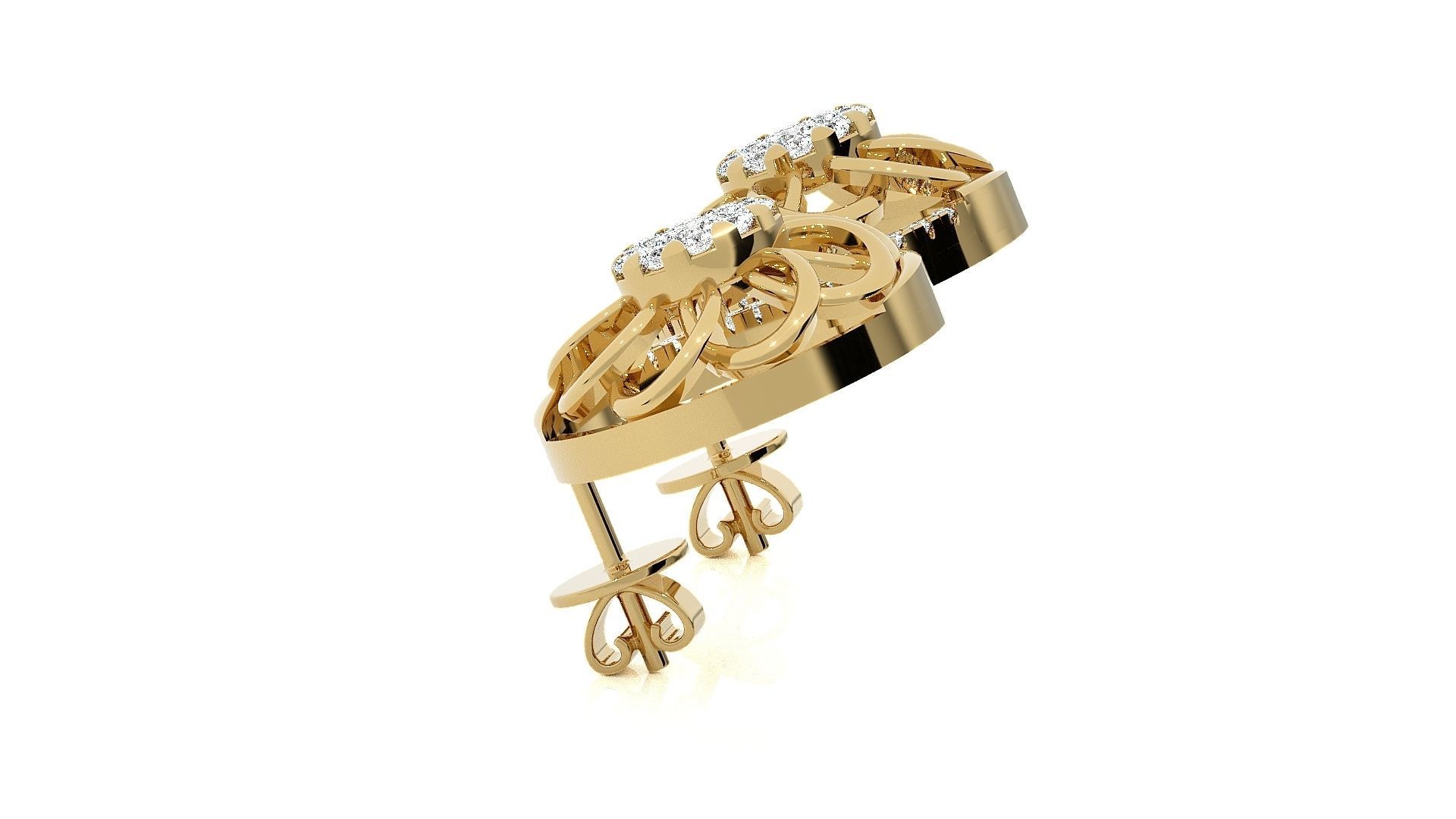 Flower Light wt Pendant Earrings Set 3dm stl obj mtl gltf glb 3D print model_22