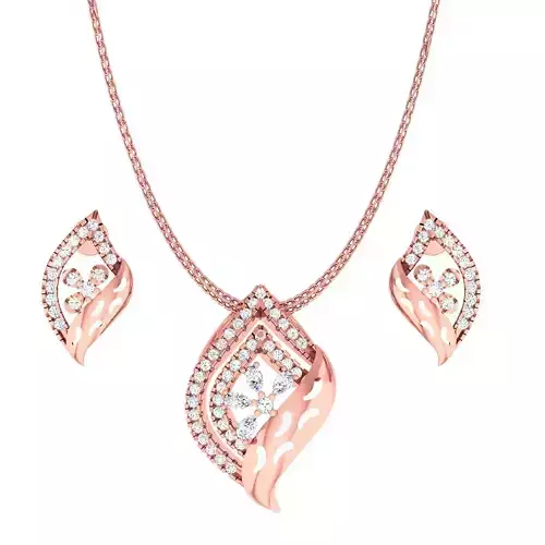 Flower High Jewelry Pendant Earrings Set 3dm stl obj mtl gltf 