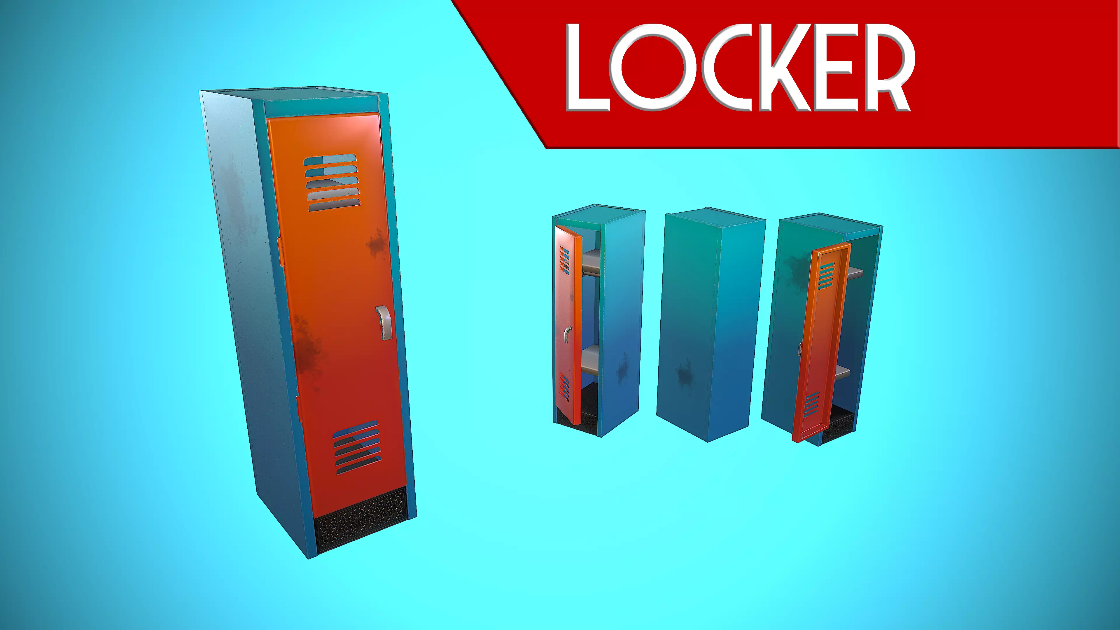 LOCKER CARTOON STYLIZED Low-poly 3D model