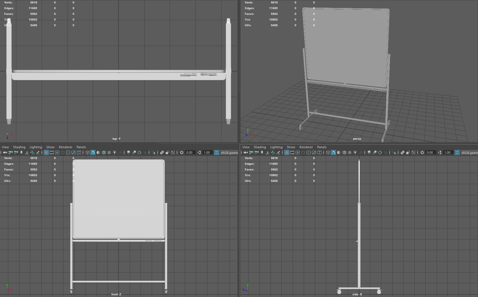 Mobile Whiteboard Low-poly 3D model_9