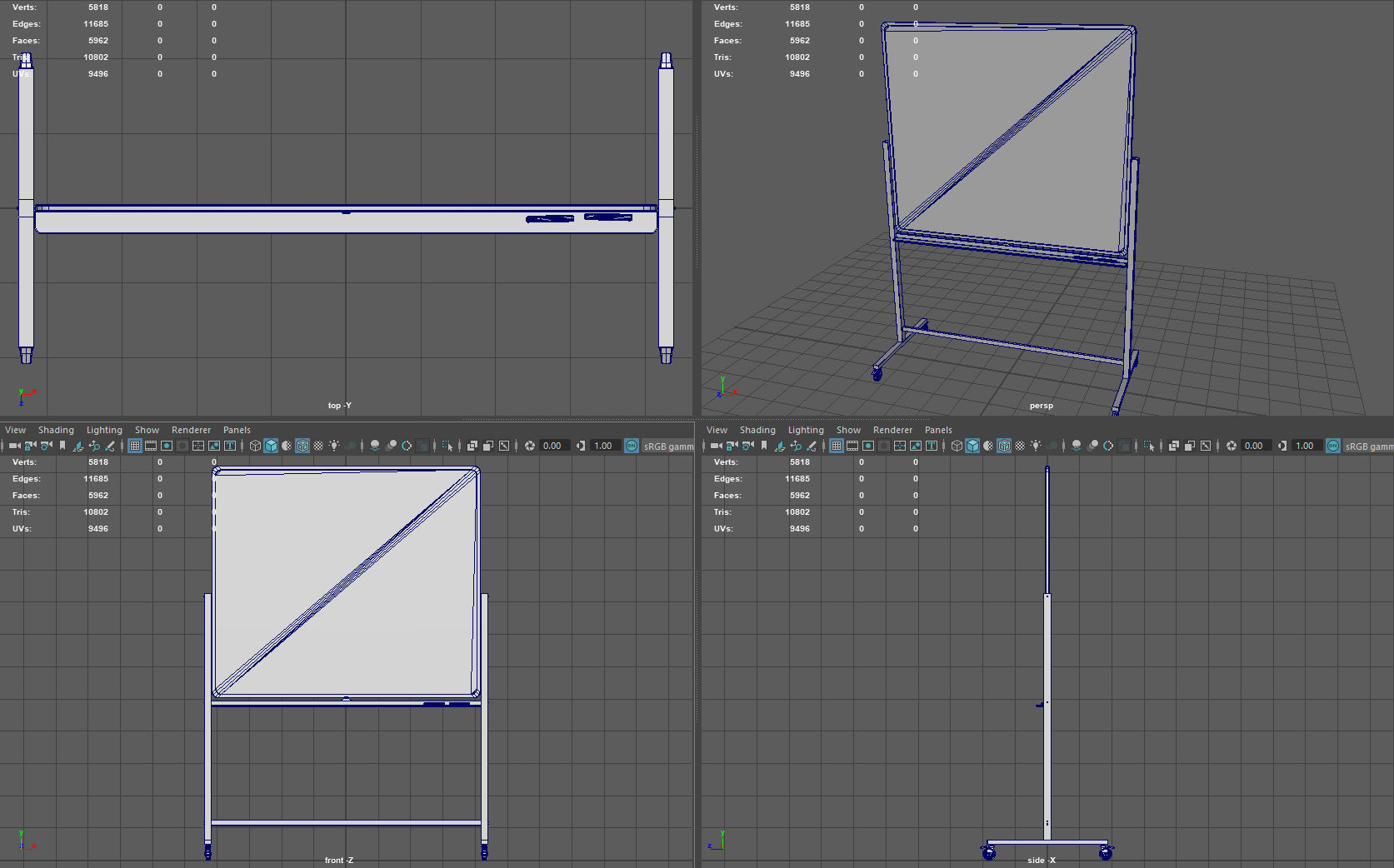 Mobile Whiteboard Low-poly 3D model_10
