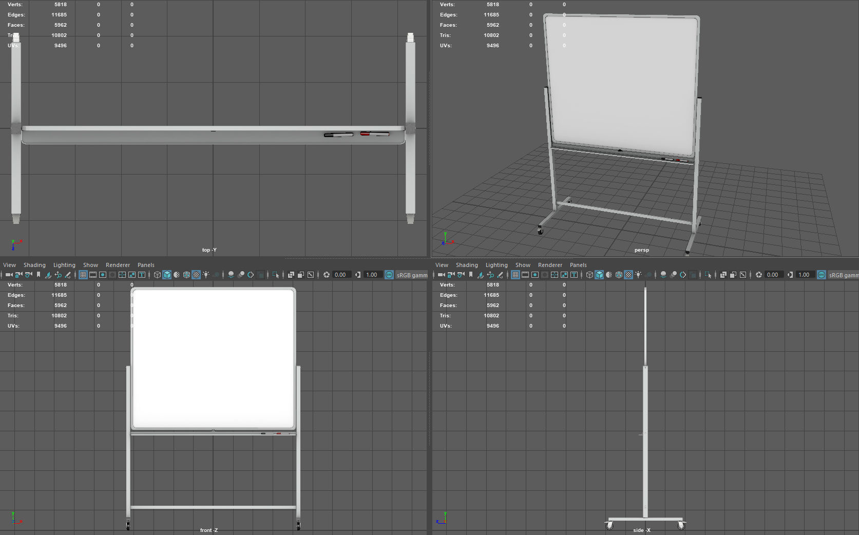 Mobile Whiteboard Low-poly 3D model_8