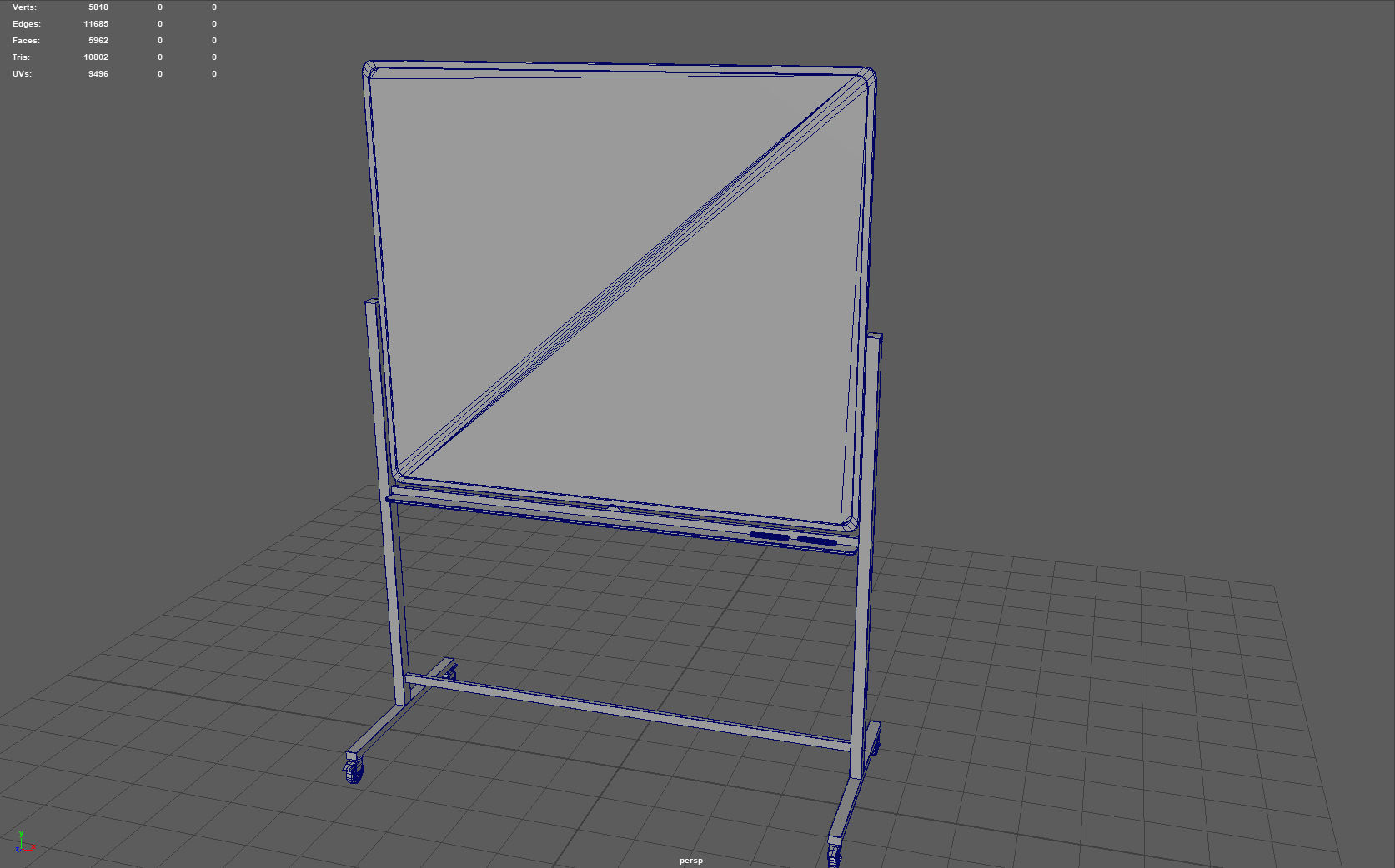 Mobile Whiteboard Low-poly 3D model_7