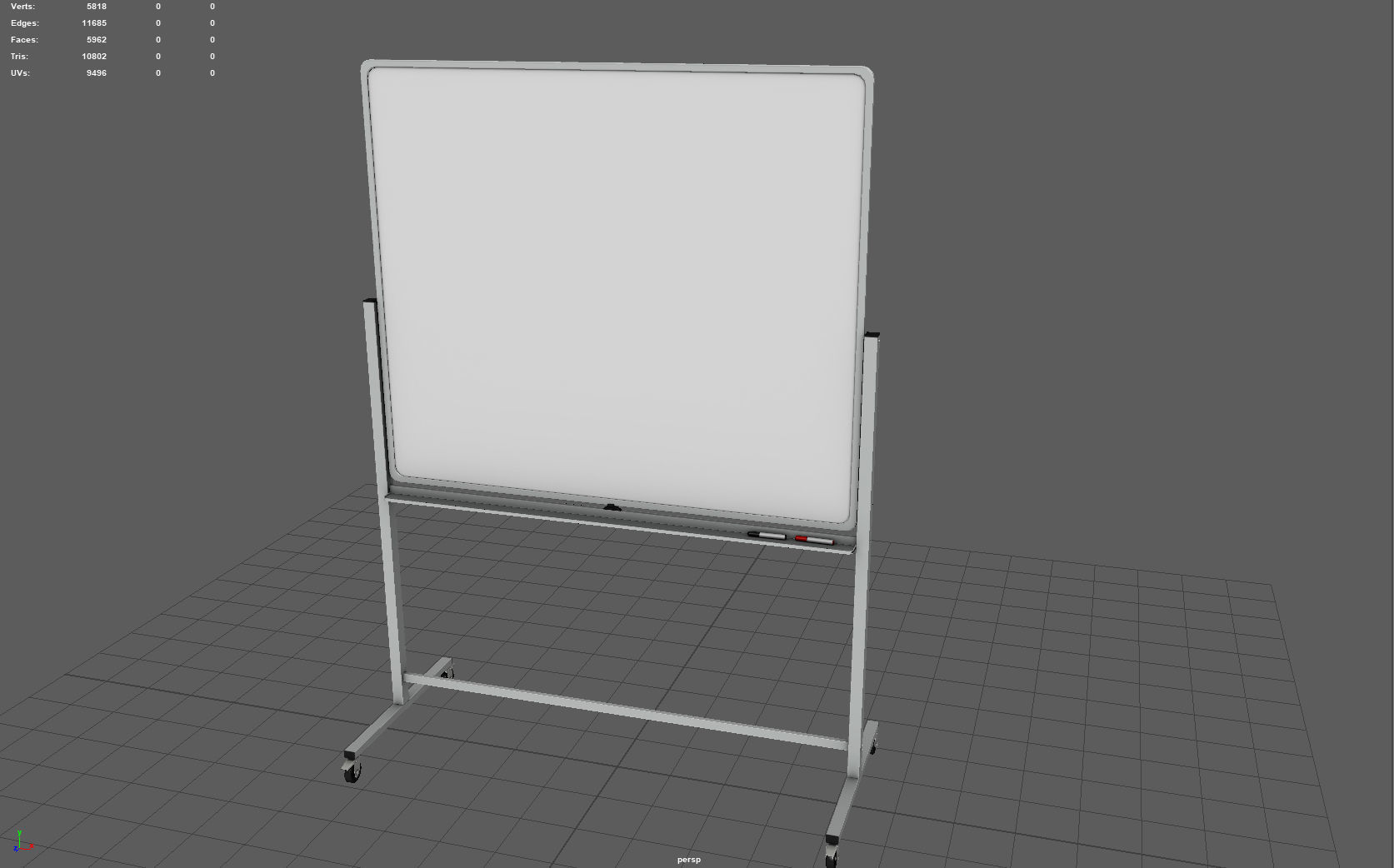Mobile Whiteboard Low-poly 3D model_5