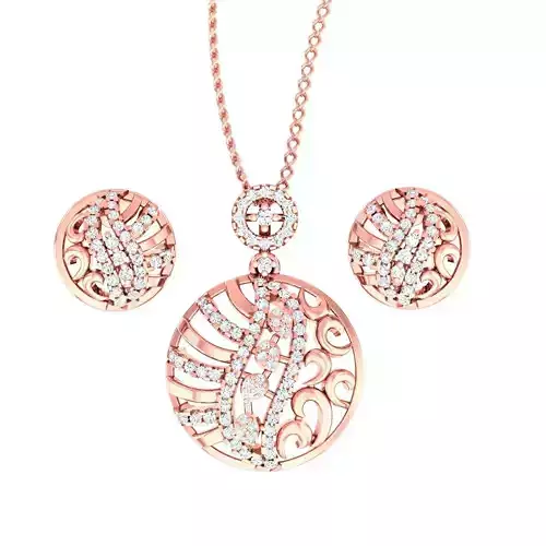 Flower Vines High Jewelry Pendant Earrings Set 3dm stl obj mtl 3D print model