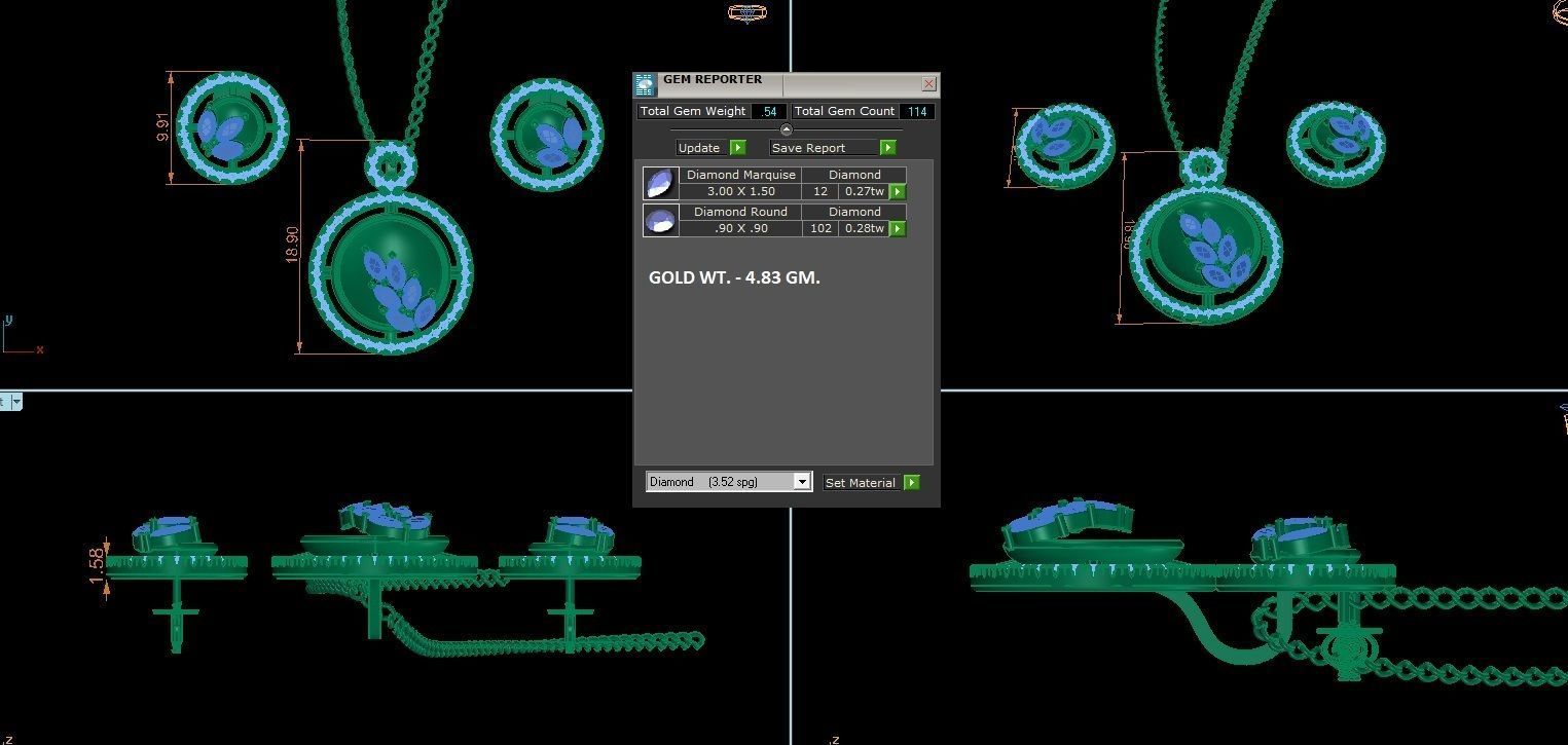 Plant Life Light wt Pendant Earrings Set 3dm stl obj mtl gltf  3D print model_4