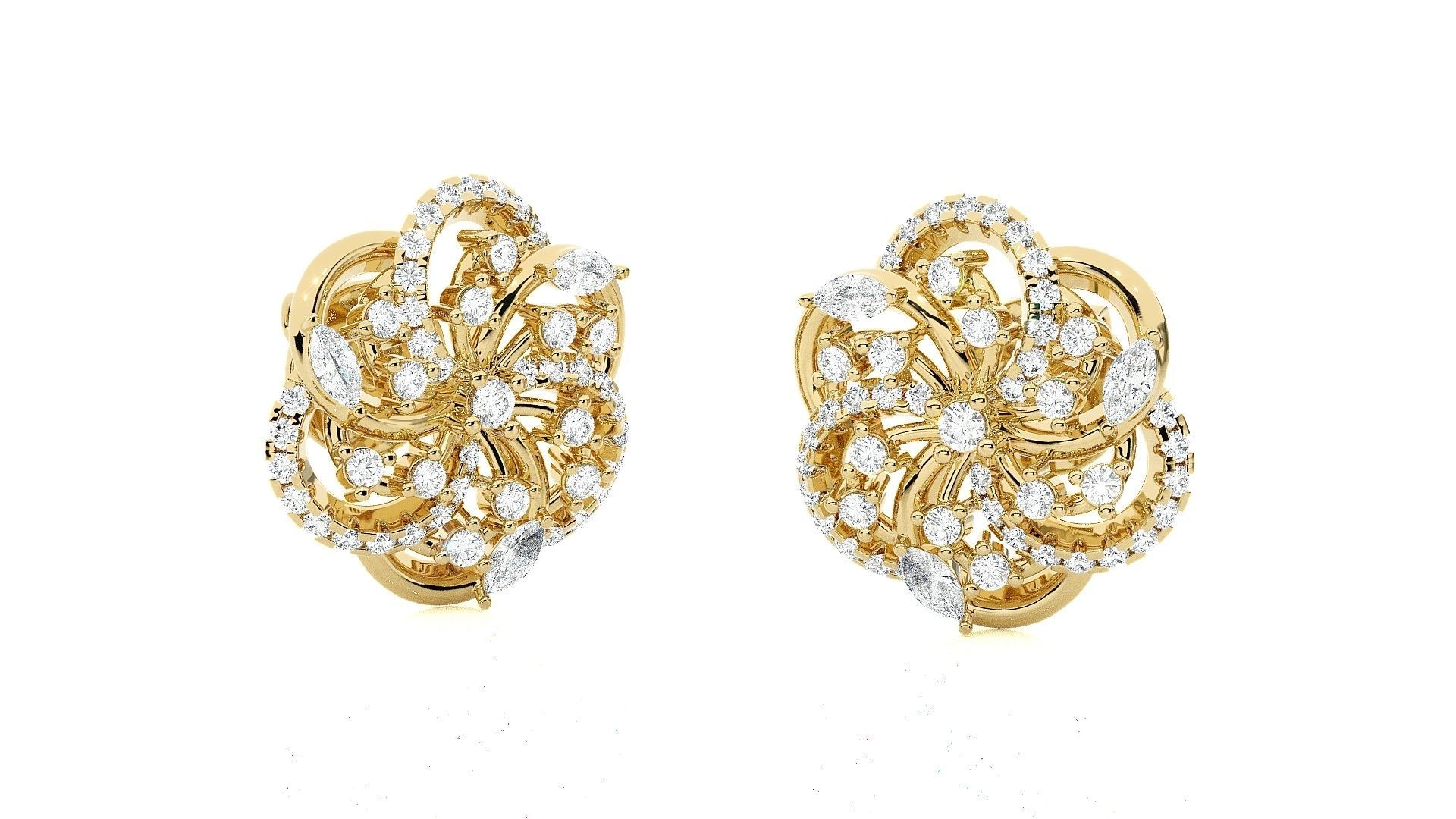 Wire Mesh High Jewelry Pendant Earrings Set 3dm stl obj mtl gltf 3D print model_22